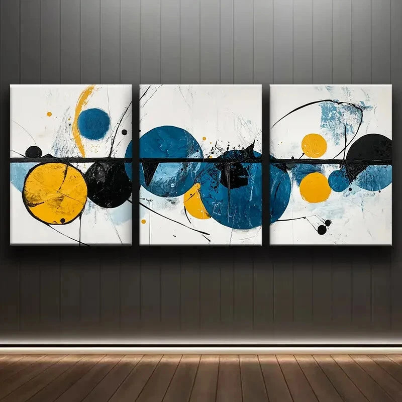 3-Piece Abstract Blue and Black Modern Wall Art Set - Framed Canvas 40x60cm (16x24in) - High Quality Print - 100% Australian Made - Ready to Hang - Perfect for Living Room, Bedroom & Office Decor