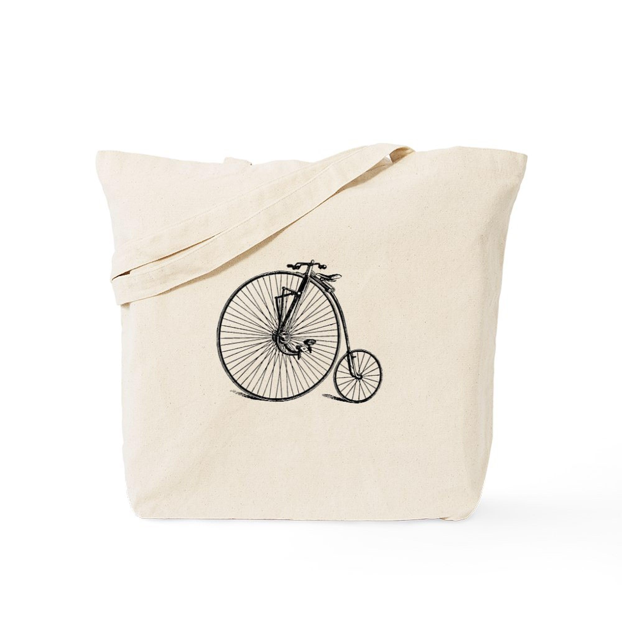 Vintage Bicycle Canvas Tote Bag - Eco-Friendly Reusable Shopping Bag for Groceries, Beach & Farmers Market | Natural Cotton Tote with Unique Bicycle Print