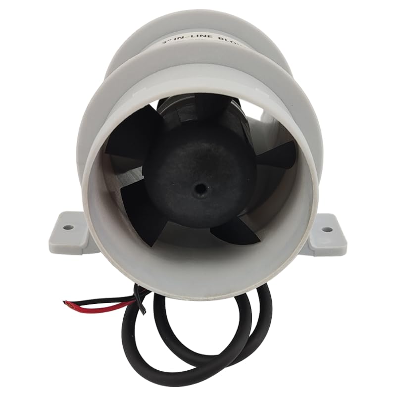 ISURE MARINE 3 Inch 12V Silent Inline Blower - Marine Bilge Air Blower for Boat Cabin Ventilation & Air Circulation in Ducting Systems | Perfect for Yachts, Fishing Boats & RV Vents