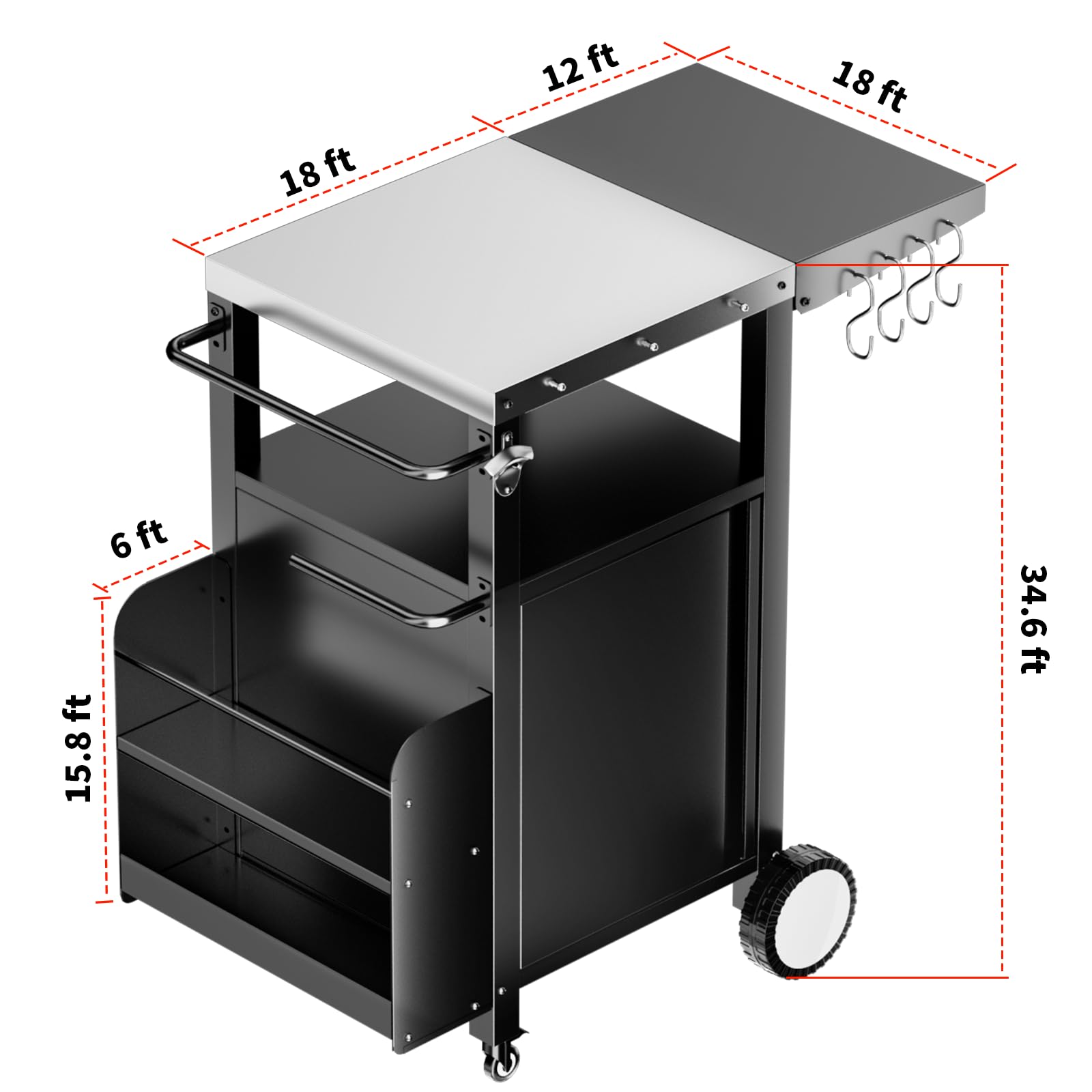 Portable Outdoor Grill Cart with Storage - Modular BBQ Island with Wheels, Waterproof Patio Kitchen Cabinet with Hooks & Spice Rack - Perfect for Backyard Cooking, Camping, and Tailgating Parties