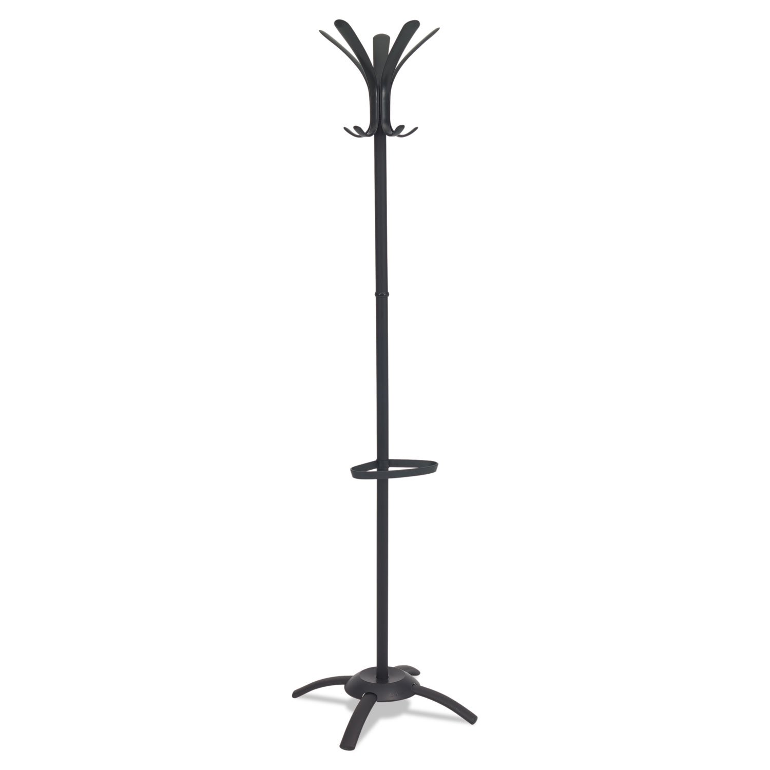 PMCLEON Cleo Coat Stand - Free Standing Coat Rack with 10 Hooks, Durable Steel & Plastic Construction in Black | Perfect for Entryway, Bedroom, or Office Organization