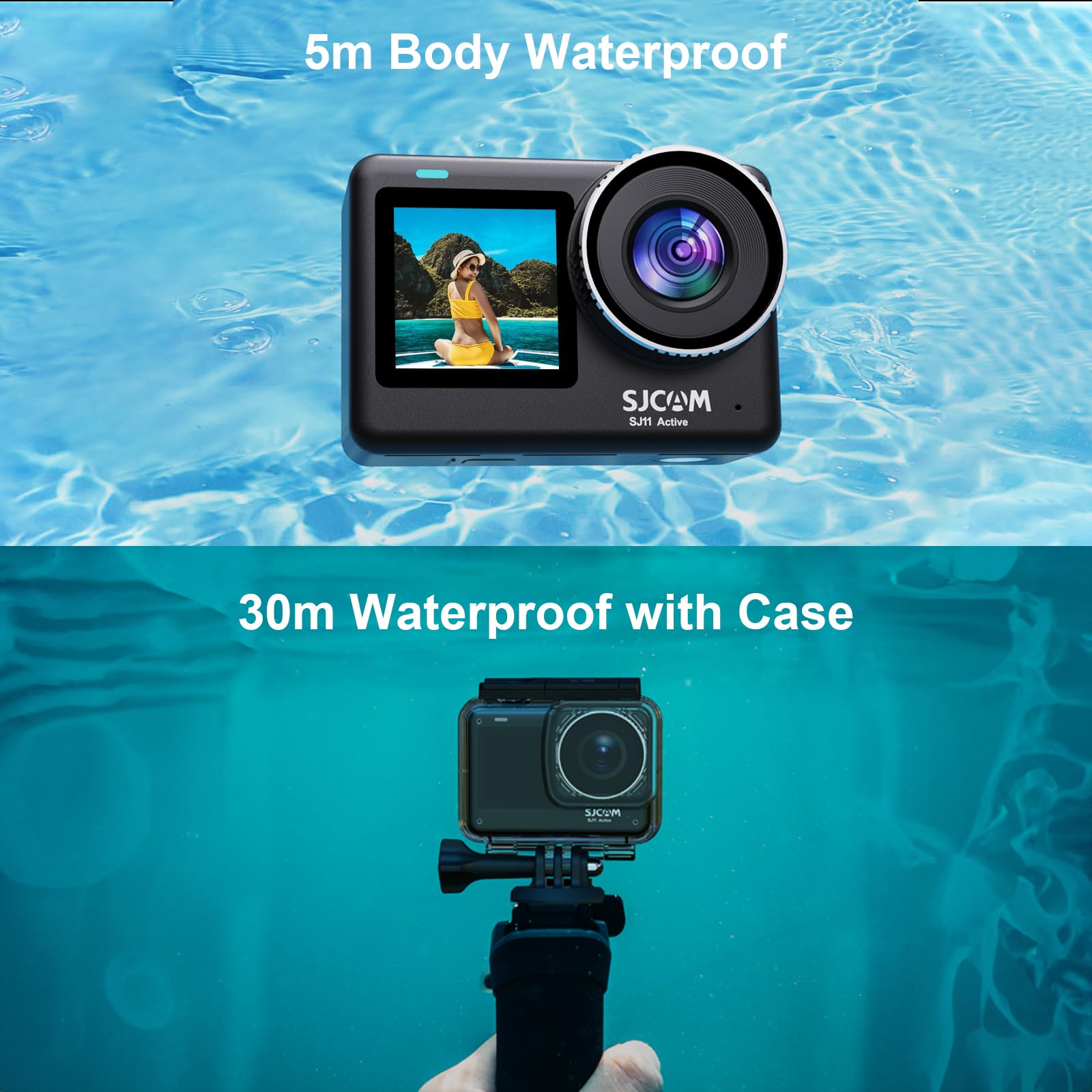 SJCAM SJ11 4K Waterproof Action Camera with OIS+EIS Stabilization - 98ft Underwater, Motorcycle Helmet Mount, Ultra Wide FOV & Active HDR, 5G WiFi, Remote Control - Perfect for Surfing, Skiing, Cycling & Extreme Sports Adventures