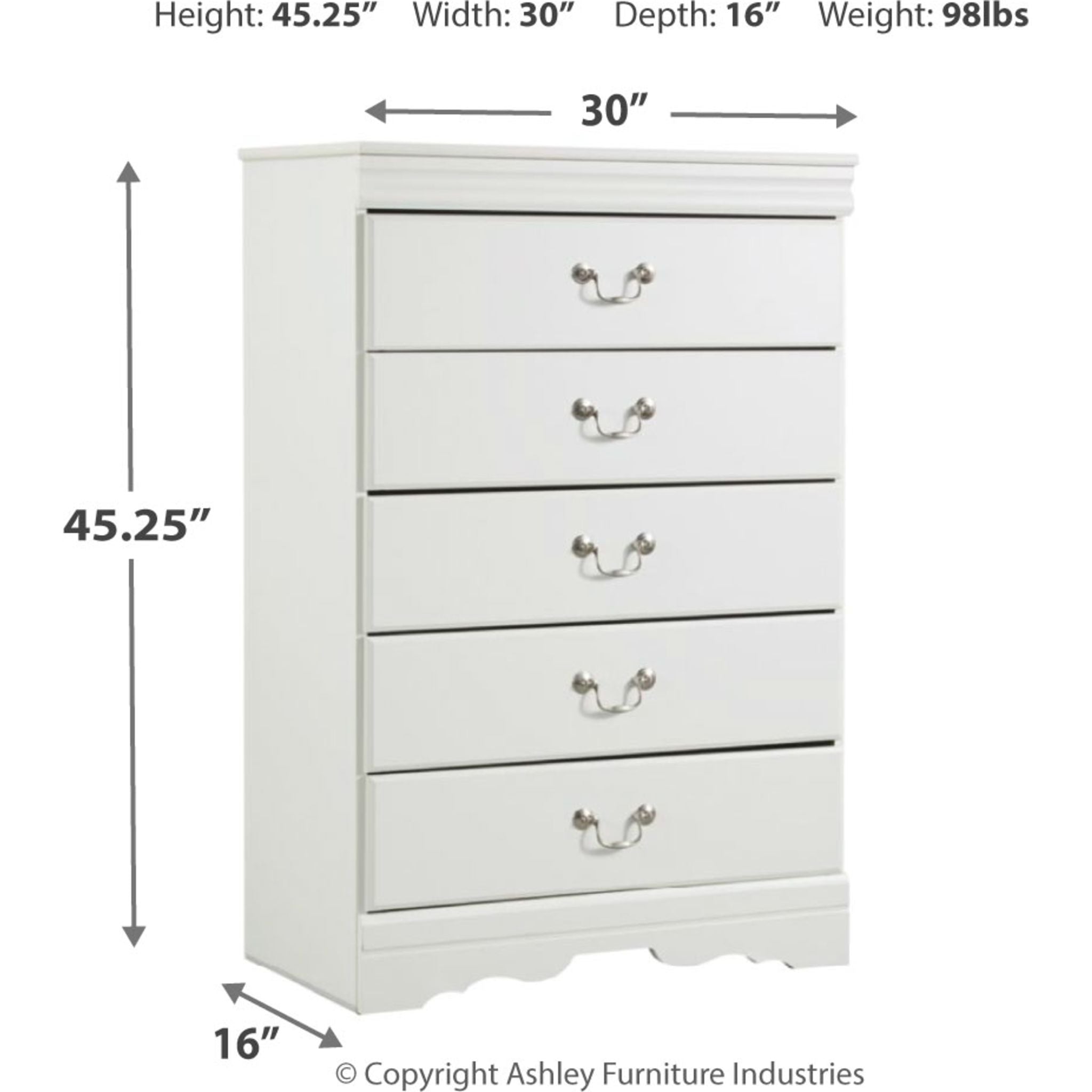 Anarasia White Chest - Stylish Storage Solution for Bedroom, Living Room & Office Organization