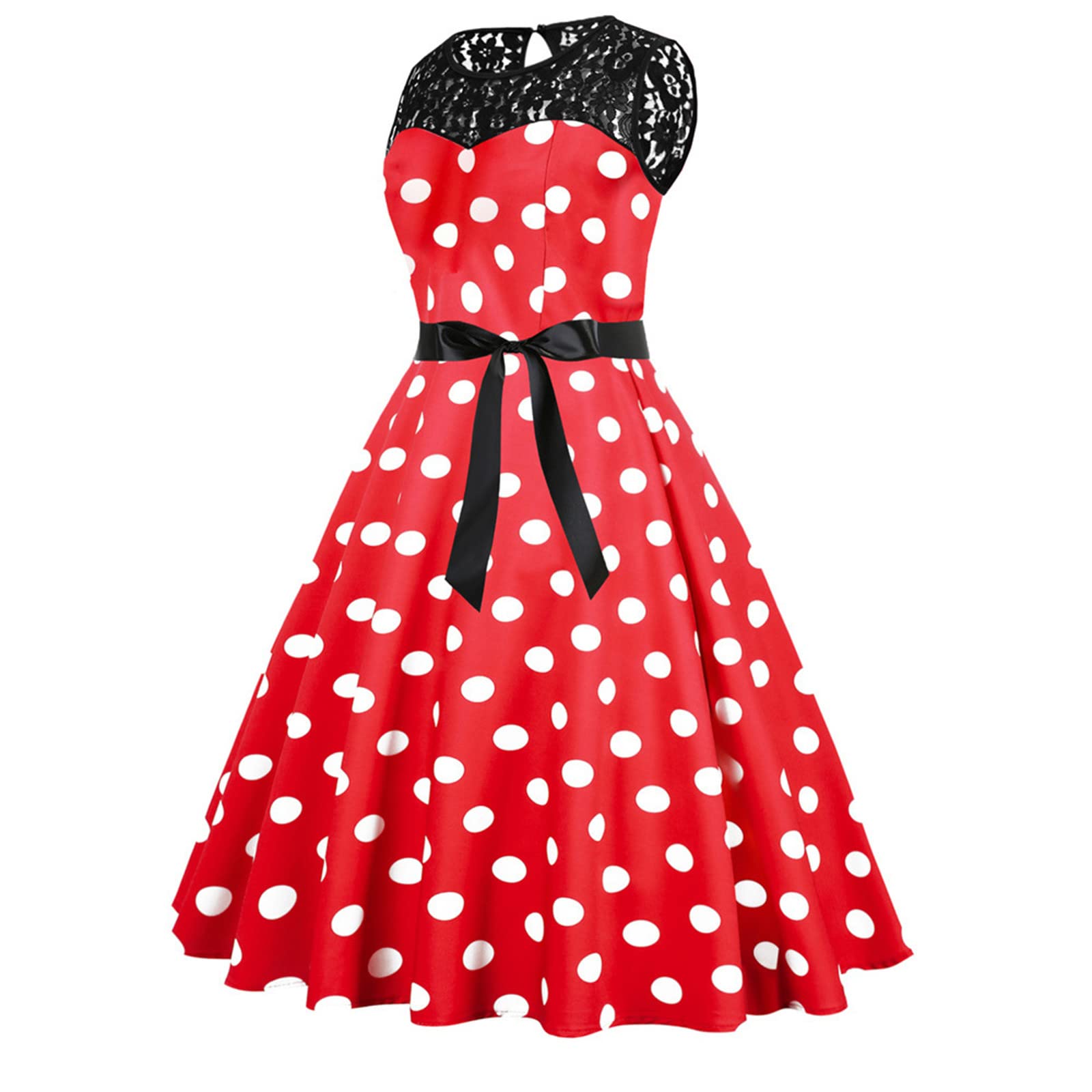 2024 Women's Spring Floral Lace A-Line Swing Dress - Vintage Sleeveless Prom Party Dress for Weddings, Garden Parties & Date Nights