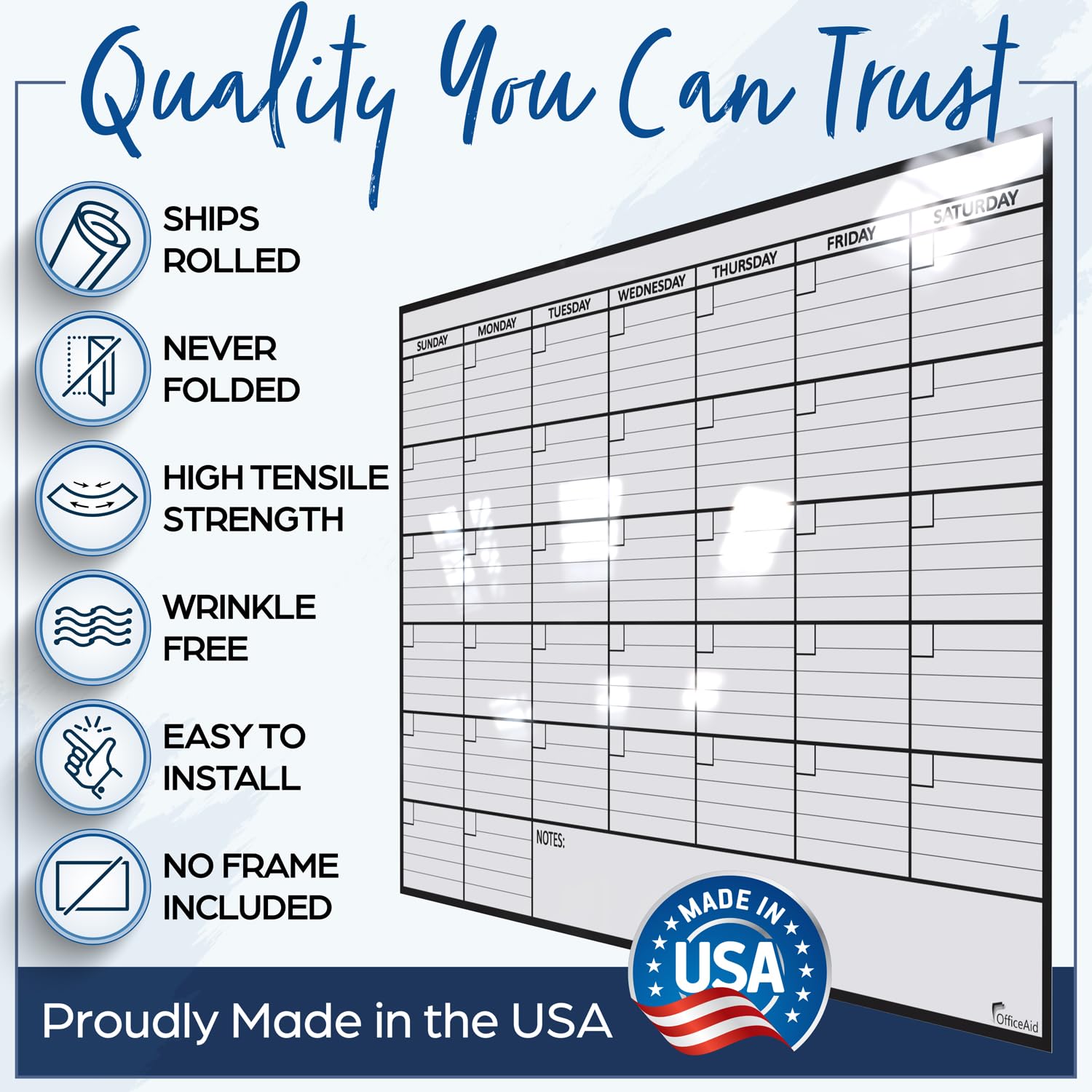(2 Pack) Small Dry Erase Wall Calendar 17x26 - Undated Reusable Whiteboard Planner for Office, Home & School - Perfect for Scheduling, Planning, and Organizing Tasks