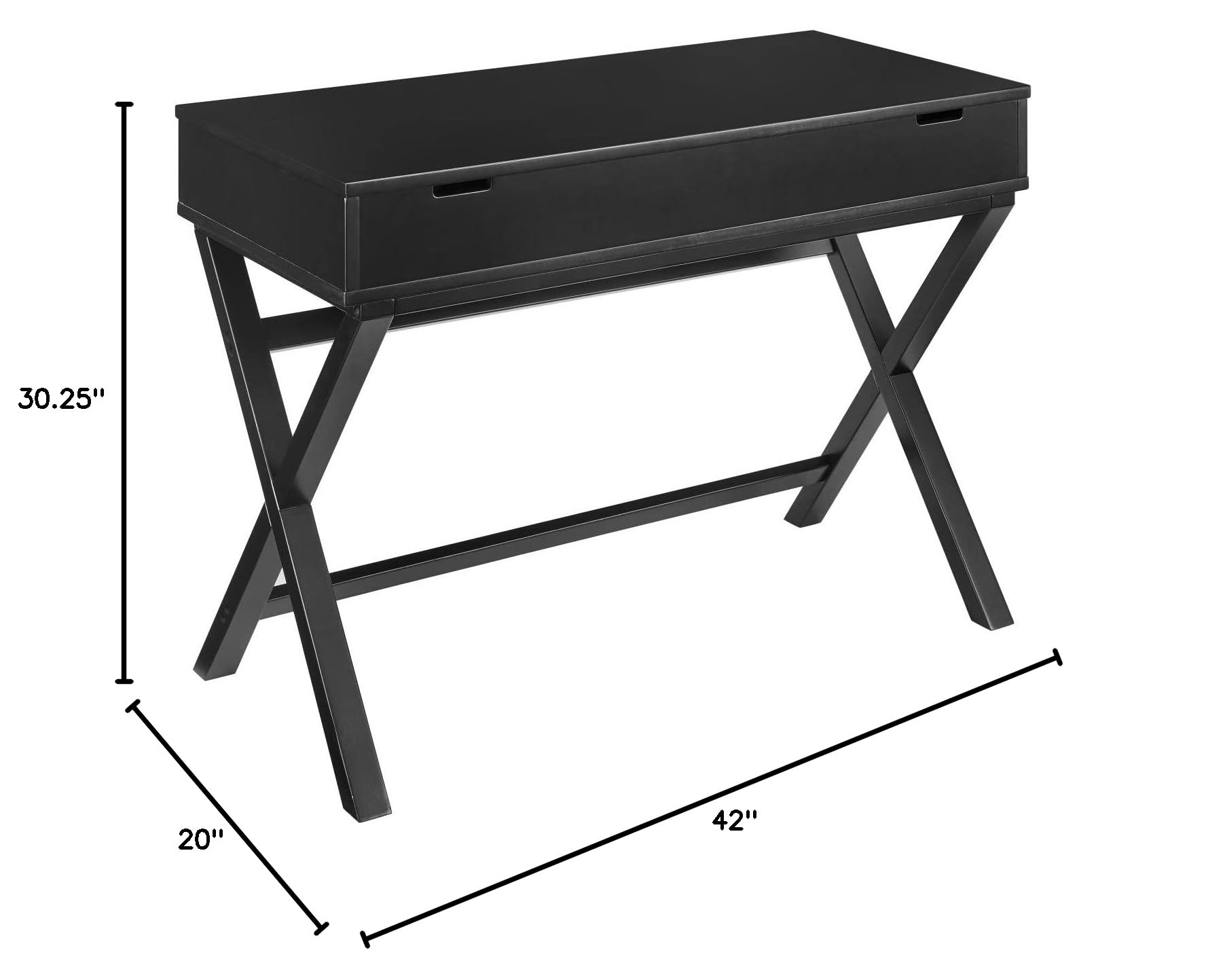 Linon Peggy Black Lift Top Desk - Space Saving Home Office Desk with Storage Compartment | Perfect for Small Spaces, Apartments & Dorm Rooms