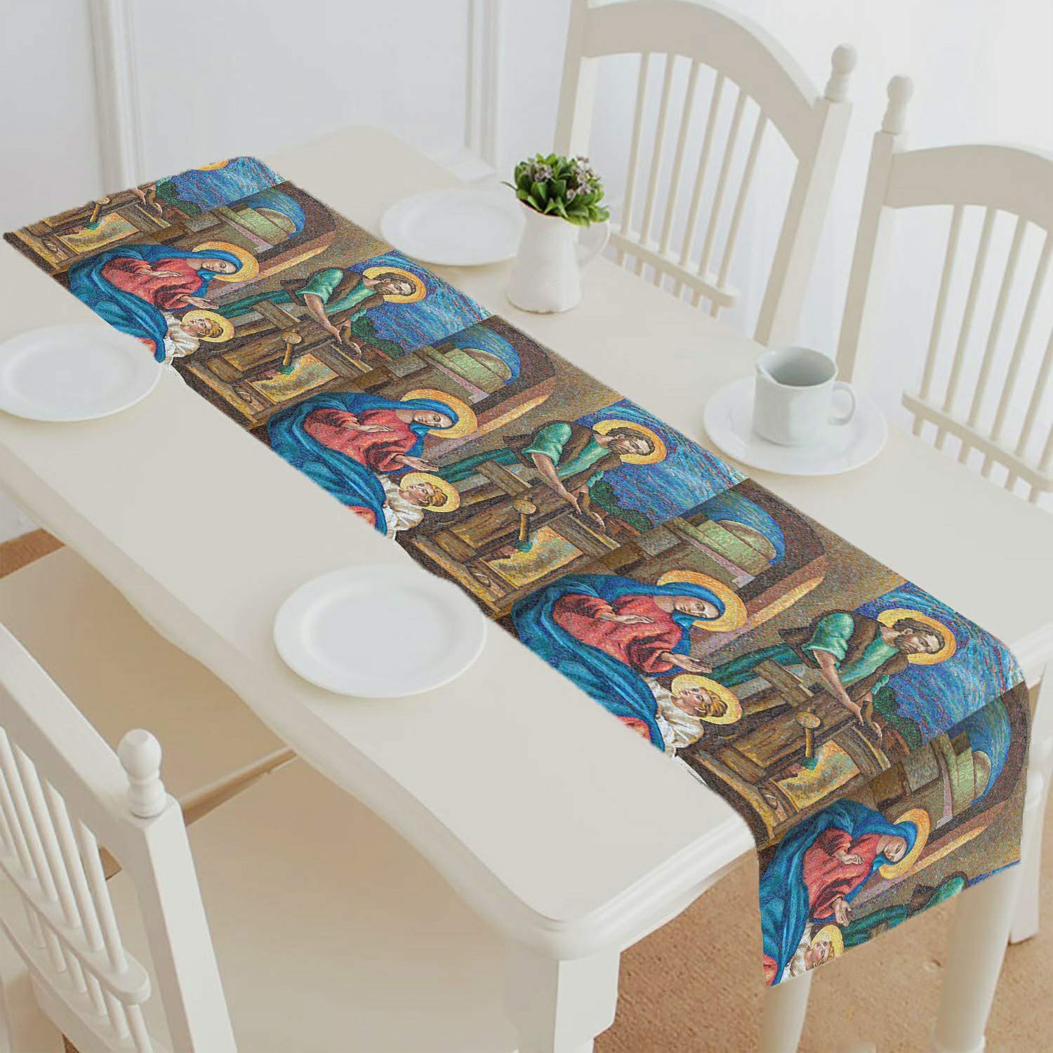 ECZJNT London Great Britain September Themed Table Runner - 14x72 Inch British Tea Party Tablecloth for Dining, Kitchen, and Home Decor