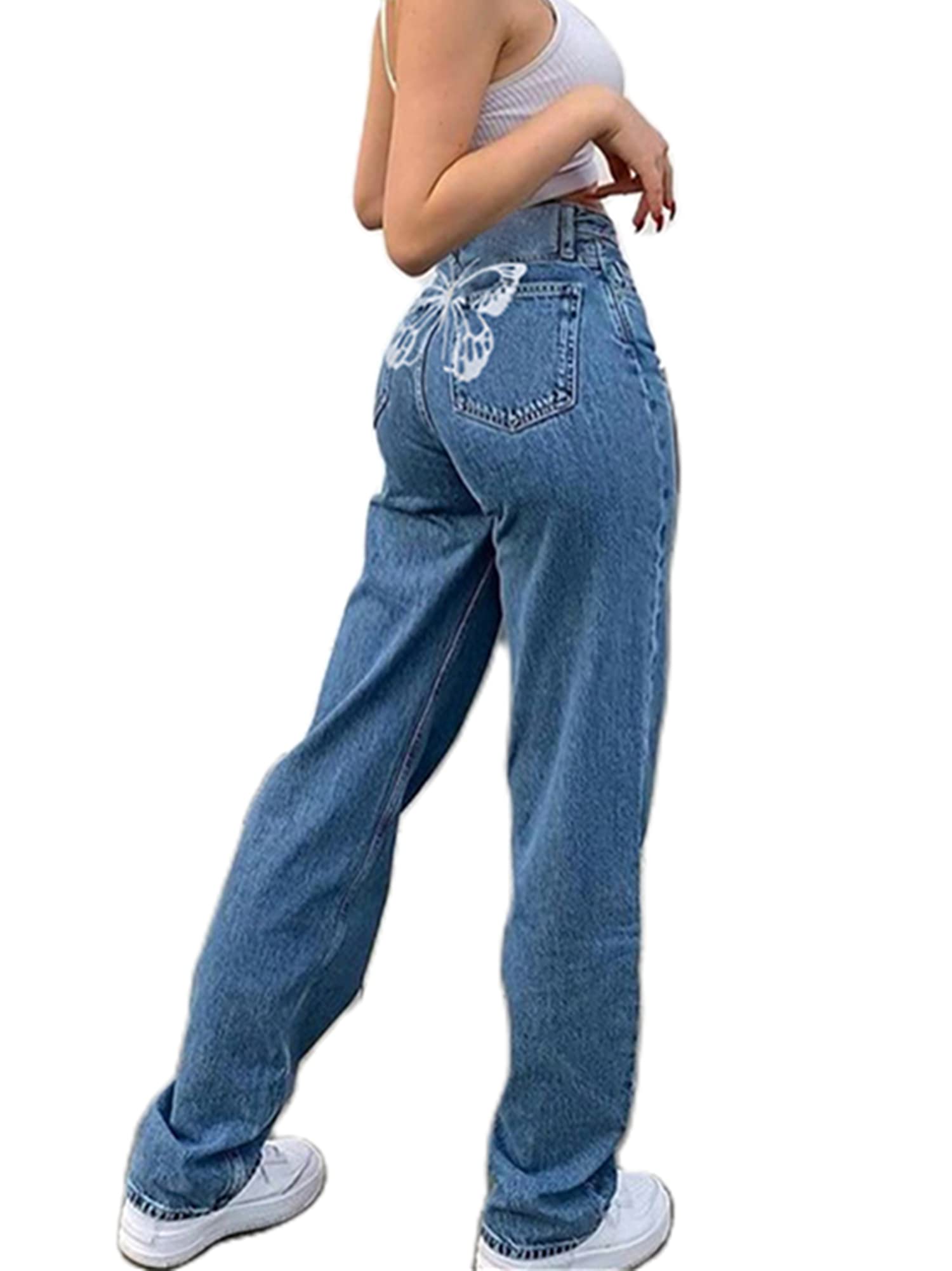 Vintage High Waist Wide Leg Jeans for Teen Girls - Baggy Grunge Ripped Denim Pants with Straight Leg Design | Casual Streetwear Fashion for School, Shopping & Hangouts