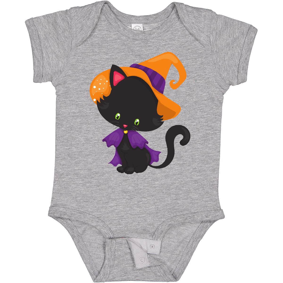 Inktastic Halloween Cat Baby Bodysuit - Cute Black Cat with Witch Hat for Infants | Perfect for Halloween Costumes & Photoshoots