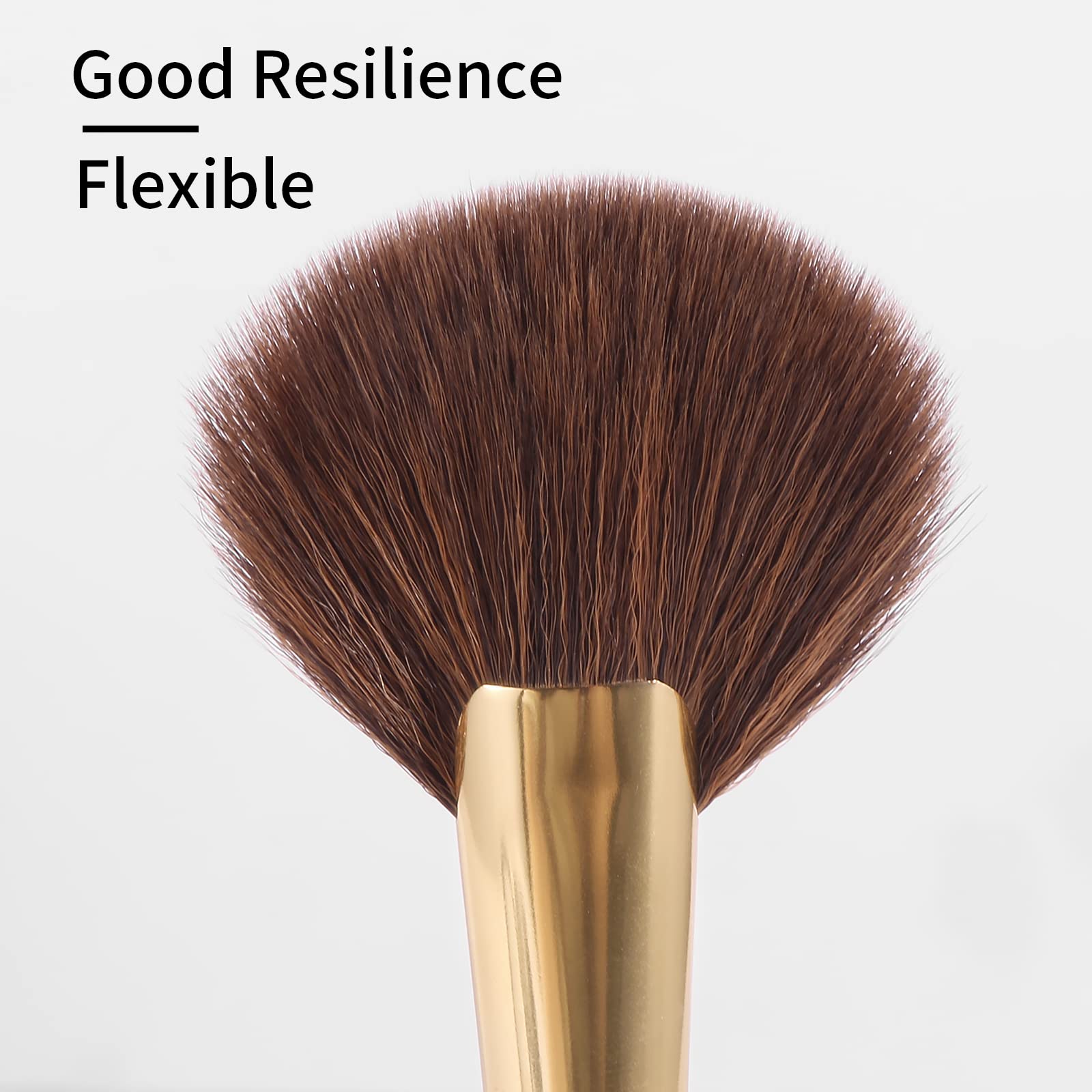 Premium Round Fan Makeup Brush Set - Fluffy Blush Brush for Cheeks, Thick Fan Brush for Bronzer & Contour, Professional Sculpting Brushes for Makeup (White, 169O) - Perfect for Highlighting, Blending & Airbrush Finish