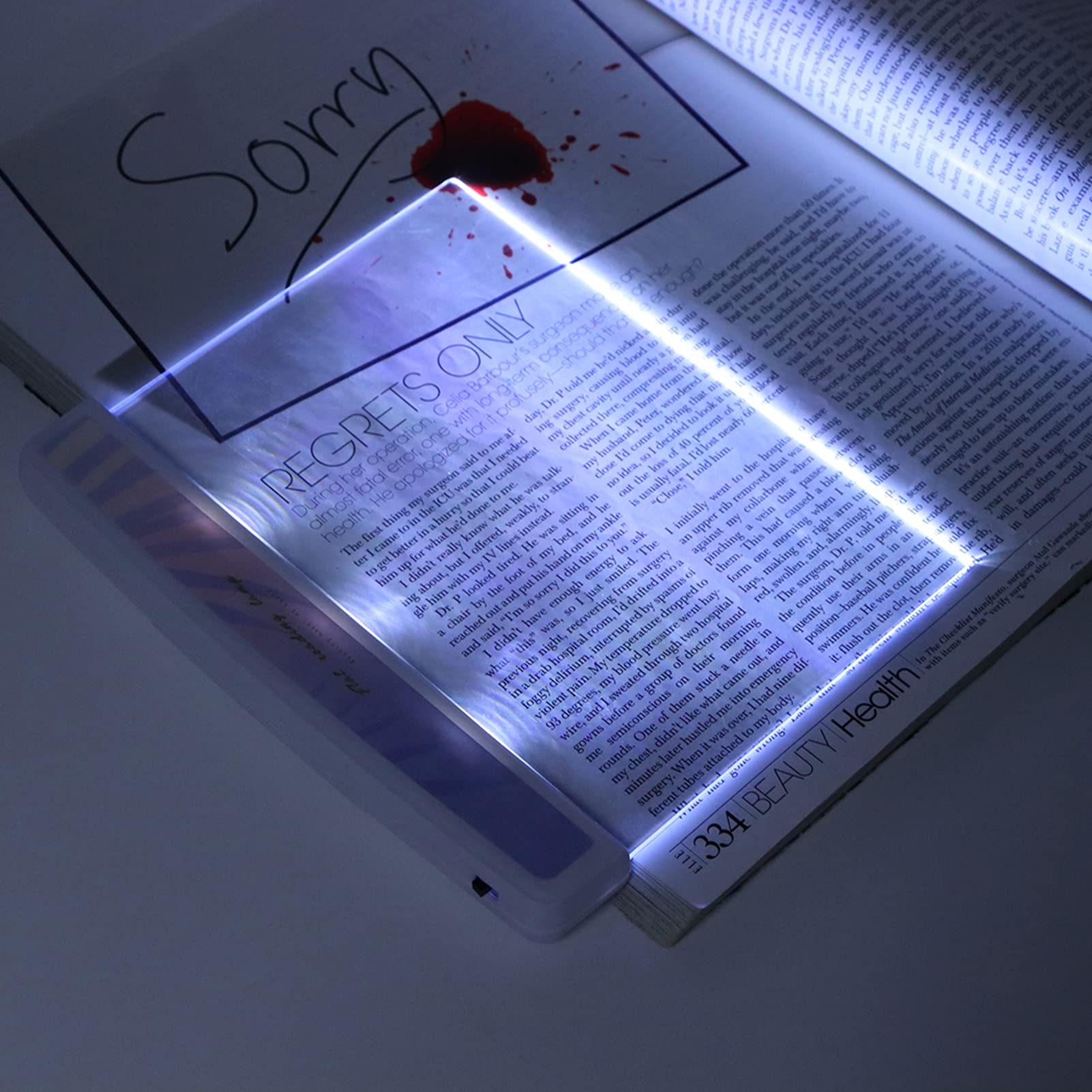 Horoper Flat LED Reading Light - Portable Bookmark Book Light with Leaf Pattern, Eye-Friendly for Students, No Battery Needed (4-Section) - Perfect for Night Reading, Studying, and Bedtime Use