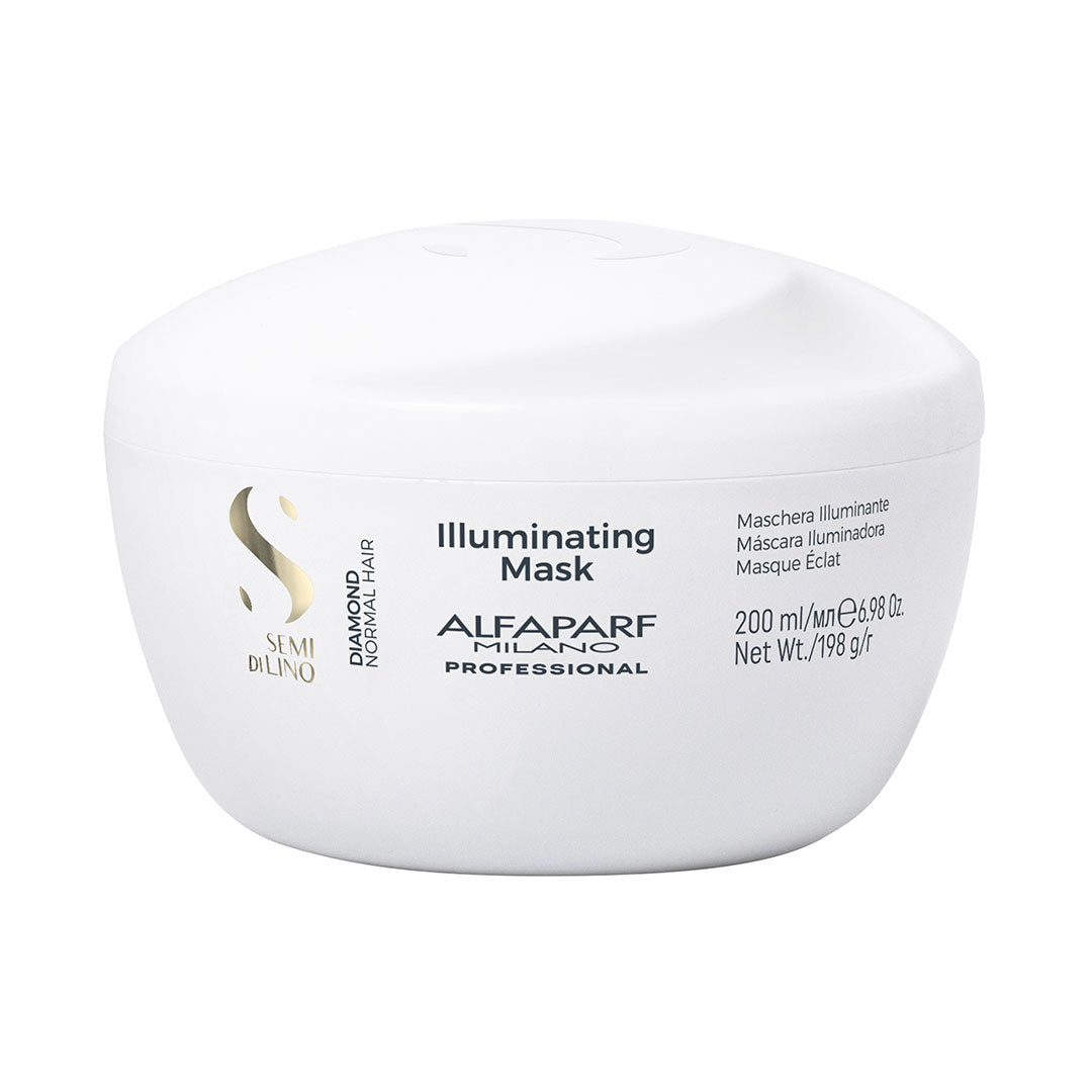 Alfaparf Milano Semi Di Lino Diamond Illuminating Hair Mask 200ml - Deep Conditioning Treatment for Shine & Repair - Perfect for Damaged, Dry, or Color-Treated Hair at Home Salon Care