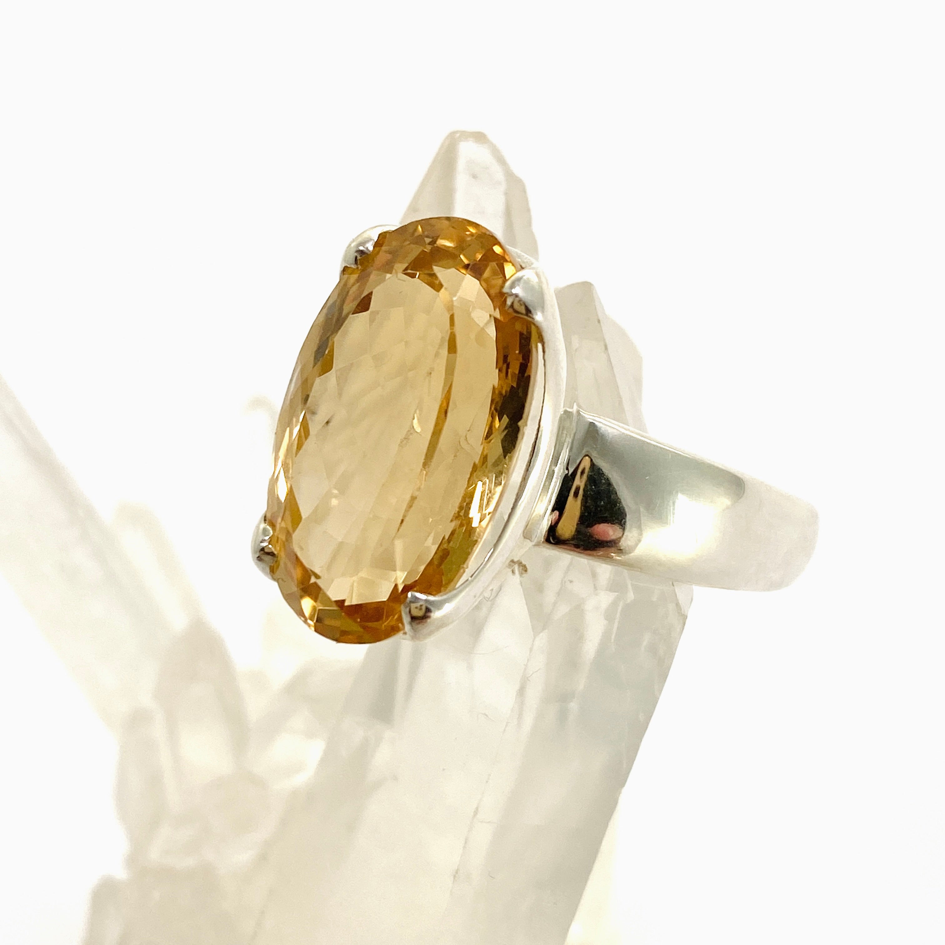 Natural Citrine Oval Faceted Ring - Size 12 PRGJ910 - Elegant Jewelry for Women, Perfect for Weddings, Parties & Special Occasions