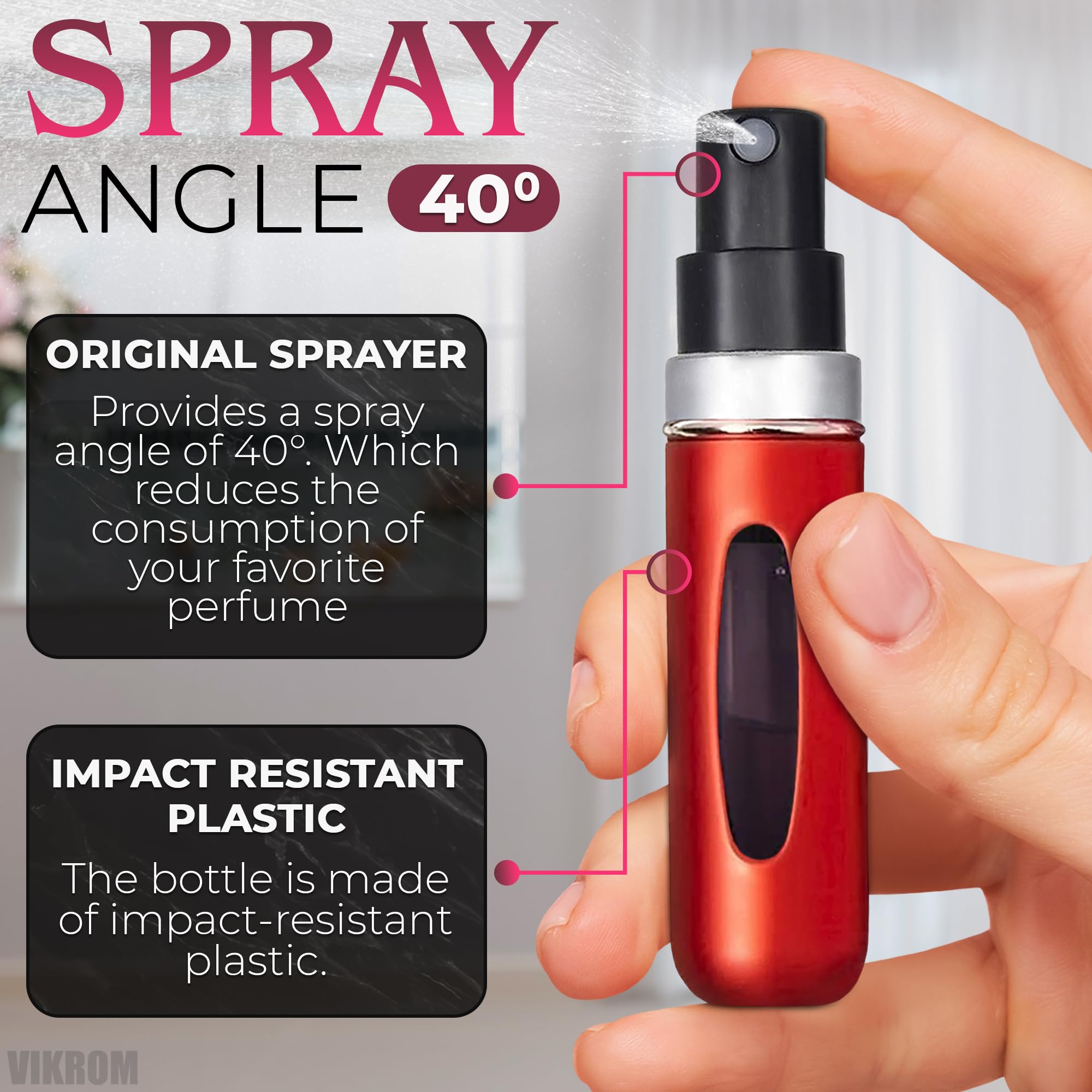 6Pcs Mini Refillable Travel Perfume Bottles - Portable Cologne Spray Atomizer for Women & Men, Leakproof Empty Perfume Containers for Airplane Carry On, Gym Bag, Purse & Vacation Toiletries Accessories