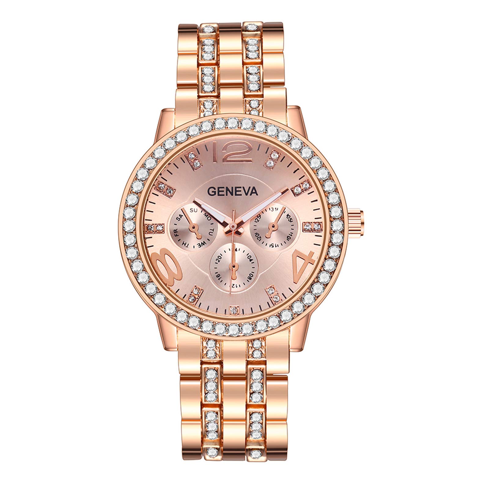 Elegant Women's Gold Dress Watch with Full Diamond Dial & Alloy Strap - Battery-Free Analog Timepiece for Formal Events, Office Wear & Special Occasions