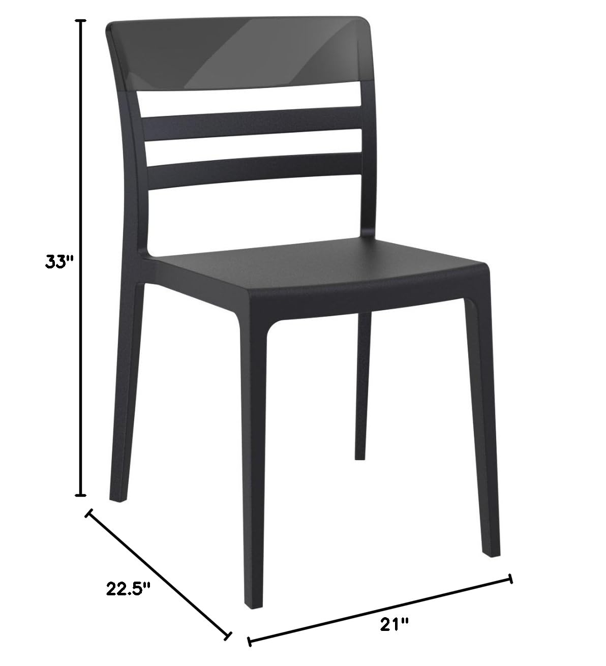 Compamia Moon Patio Dining Chairs - Set of 2 Black Transparent Outdoor Chairs for Garden, Poolside & Backyard Relaxation