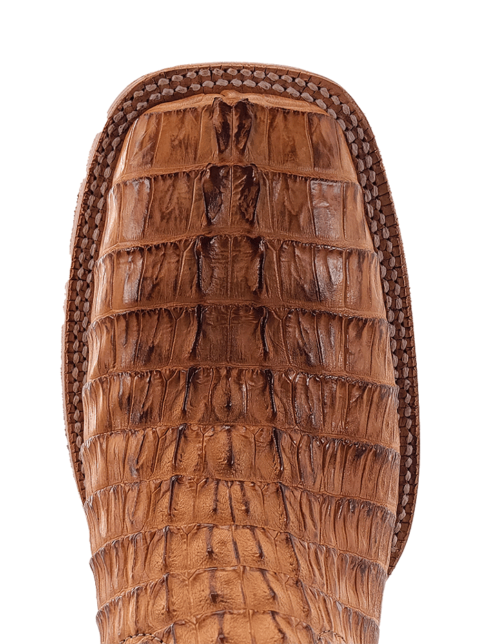 R.Watson RW3010 Men's Western Boots - Genuine Hornback Caiman Tail Leather, Saddle Tan Color - Perfect for Rodeo, Country Dancing & Cowboy Fashion