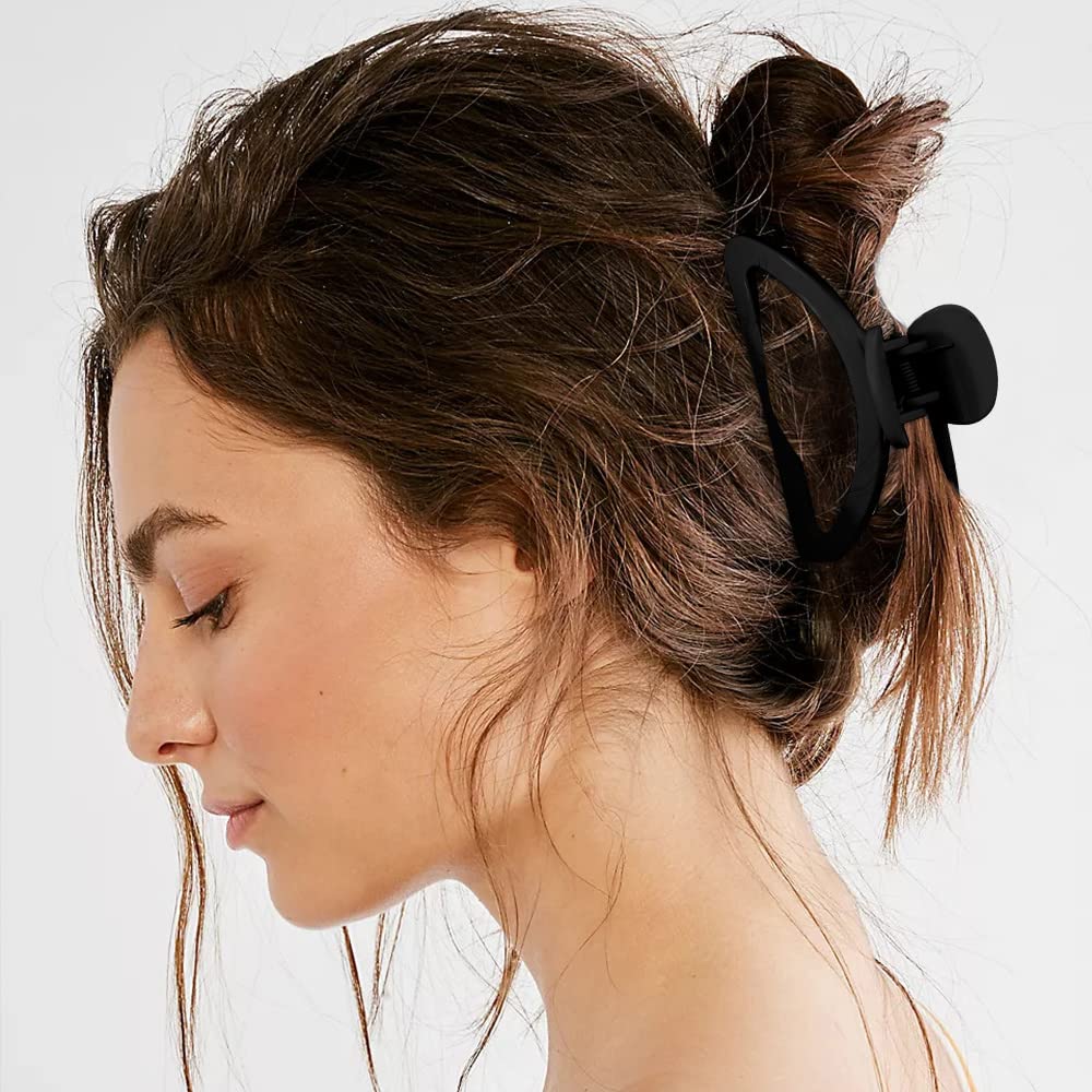 Canitor Hair Clips Set - 4Pcs Black Acrylic Semicircle Claw Clips for Women, Strong Hold Hair Accessories for Thick & Thin Hair - Perfect for School, Work, Gym & Everyday Styling