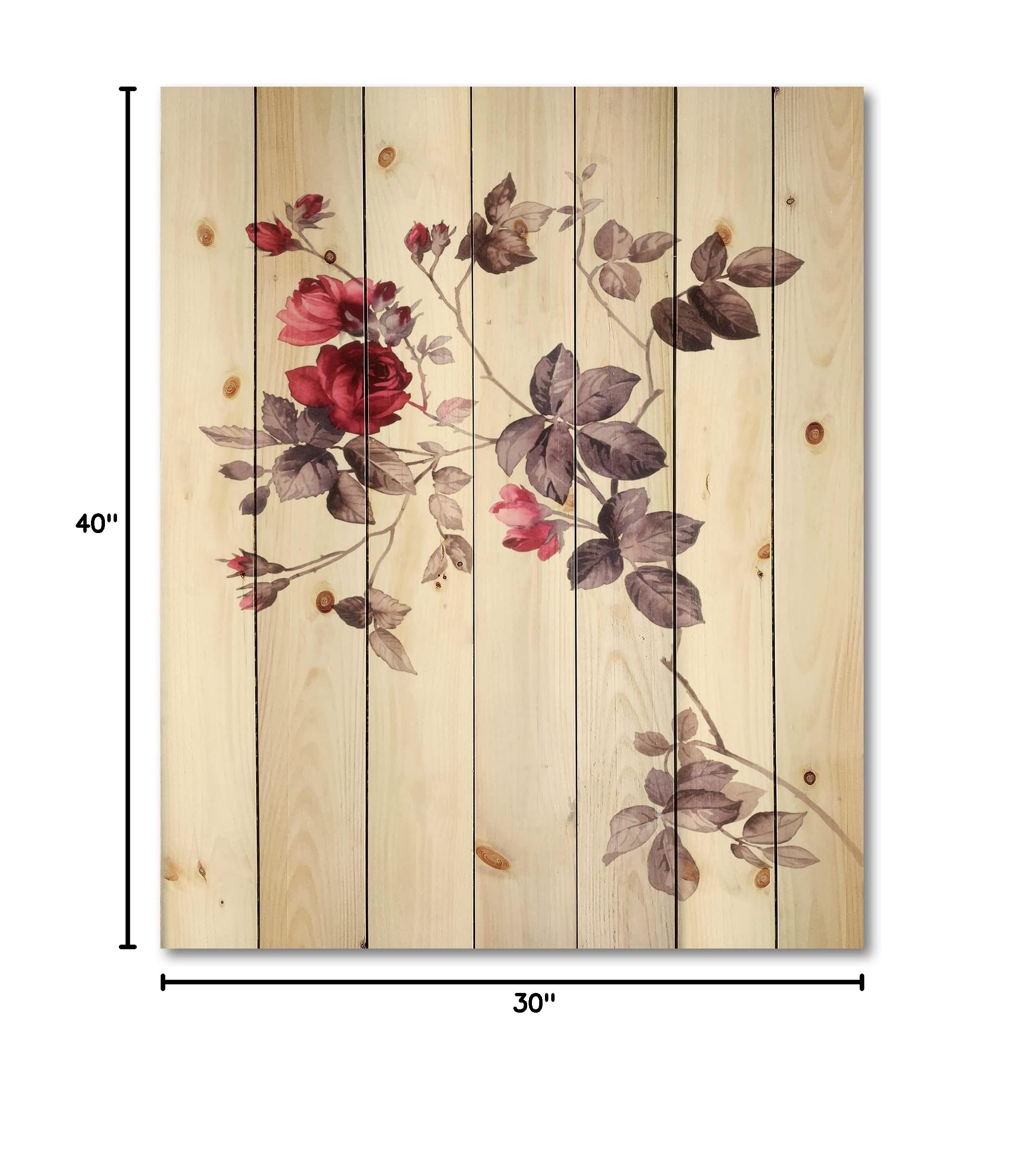 DesignQ Purple Wildflowers II Traditional Wood Wall Art - Large Floral Pine Wood Wall Decor Panel for Living Room, Bedroom & Office - Handcrafted Nature-Inspired Home Décor
