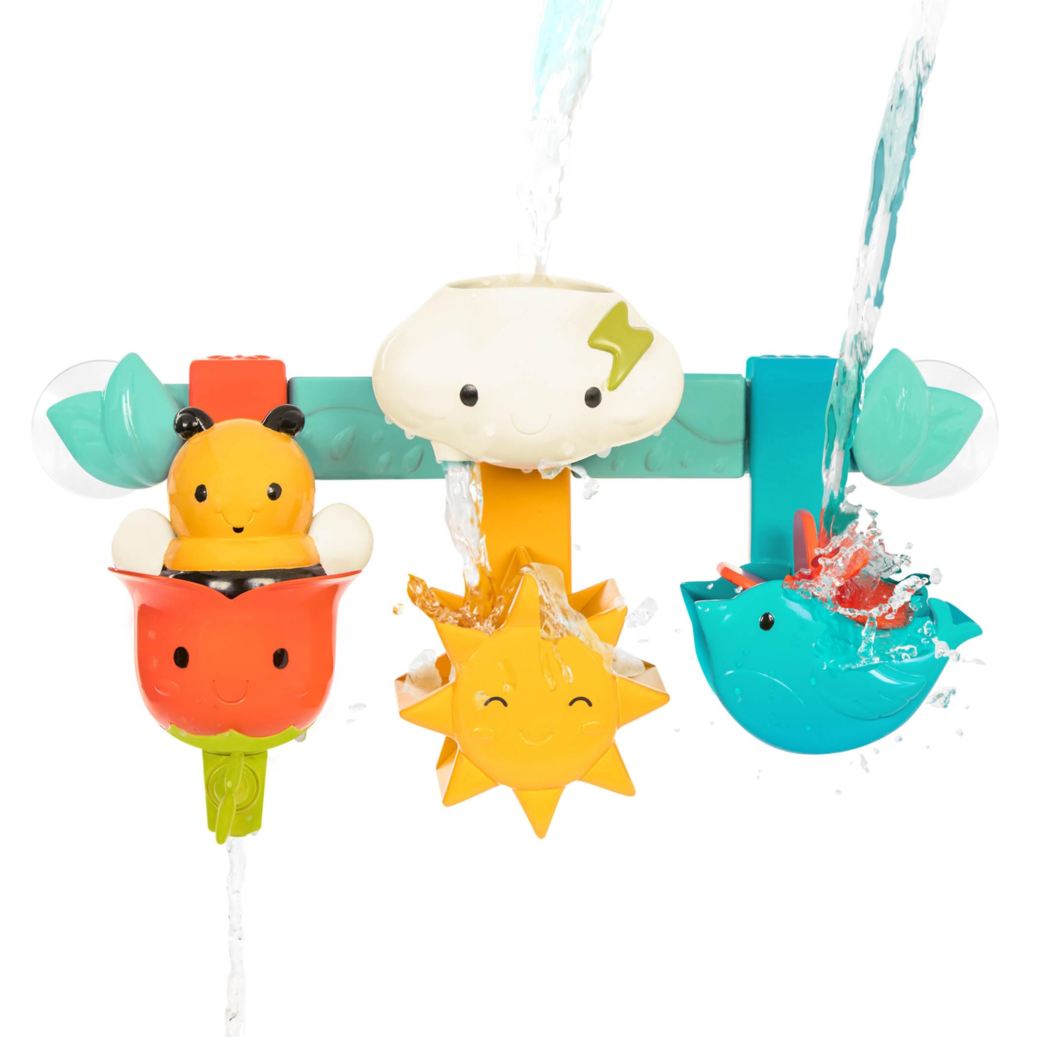 Battat Baby Bath Toy Bar with 6 Removable Pieces & 2 Suction Cups - Stacking & Sorting Bath Toys for Toddlers 12+ Months - Rain & Shine Bath Bar - Perfect for Bathtime Fun & Early Learning Development
