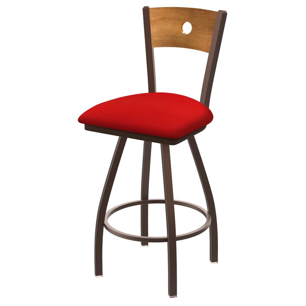 Holland Bar Stool Co. XL 830 Voltaire Swivel Bar Stool in Canter Red - Adjustable Height Counter Stool for Kitchen Island, Bar & Pub Use
