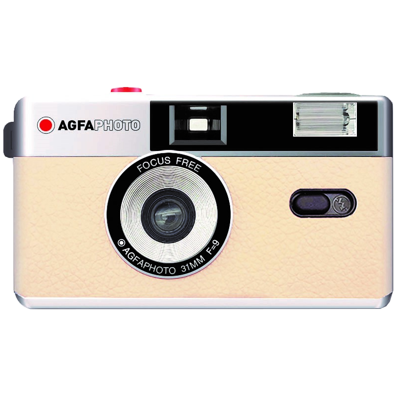 AGFAPHOTO 35mm Reusable Film Camera - Vintage Style Point & Shoot Camera with Flash, Beige | Perfect for Travel, Parties & Everyday Photography