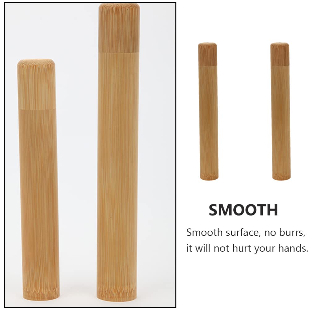 2-Pack Eco-Friendly Bamboo Toothbrush Holder & Travel Case - Bathroom Storage Organizer for Toothbrushes, Pens & Essentials - Perfect for Home, Travel & Minimalist Lifestyle