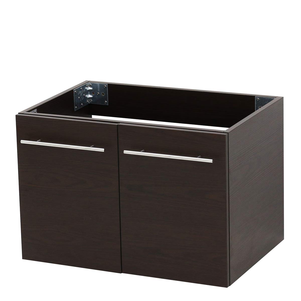 Dark Brown Wall Mount Floating Vanity with Black Stone Top & Sink - 36