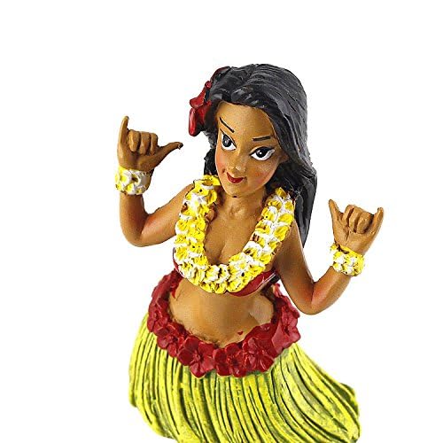 Mini Shaka Hula Girl Car Dashboard Doll - Hawaiian Decor for Cars