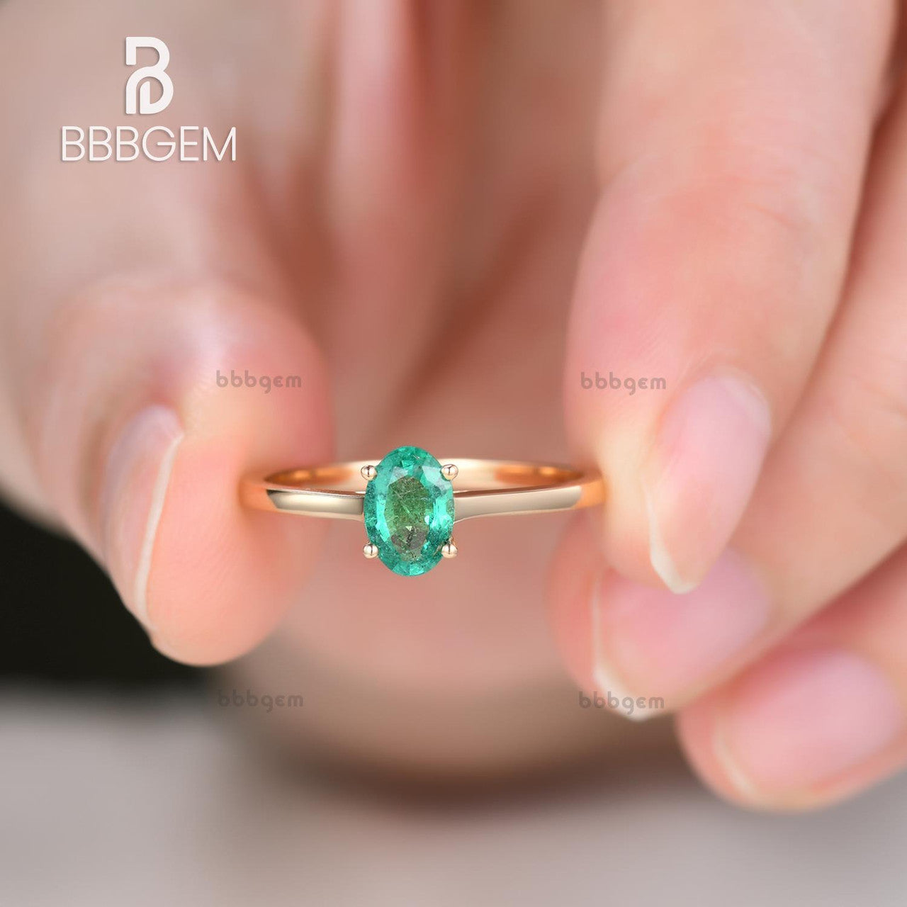 Solitaire Natural Oval Cut Emerald Engagement Ring - 14K Gold Wedding Band for Women, Vintage Inspired Bridal Jewelry - Perfect for Proposals, Anniversaries & Special Occasions