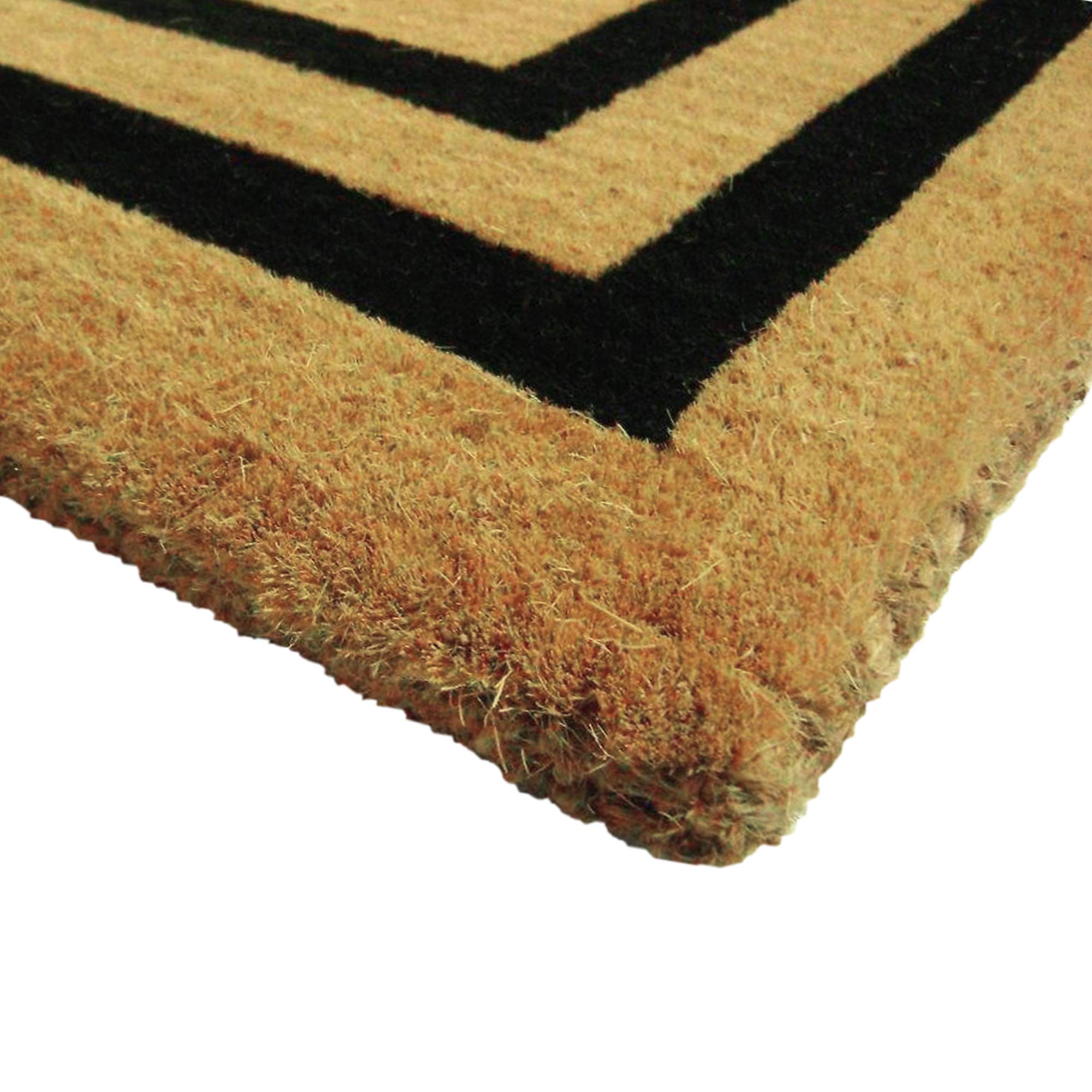 Premium Heavy Duty Coir Door Mat - Personalized Monogram L, Thin Double Picture Frame Design, Natural Coconut Fiber Welcome Mat for Home & Office - Durable Handcrafted Outdoor Rug, Eco-Friendly, 36