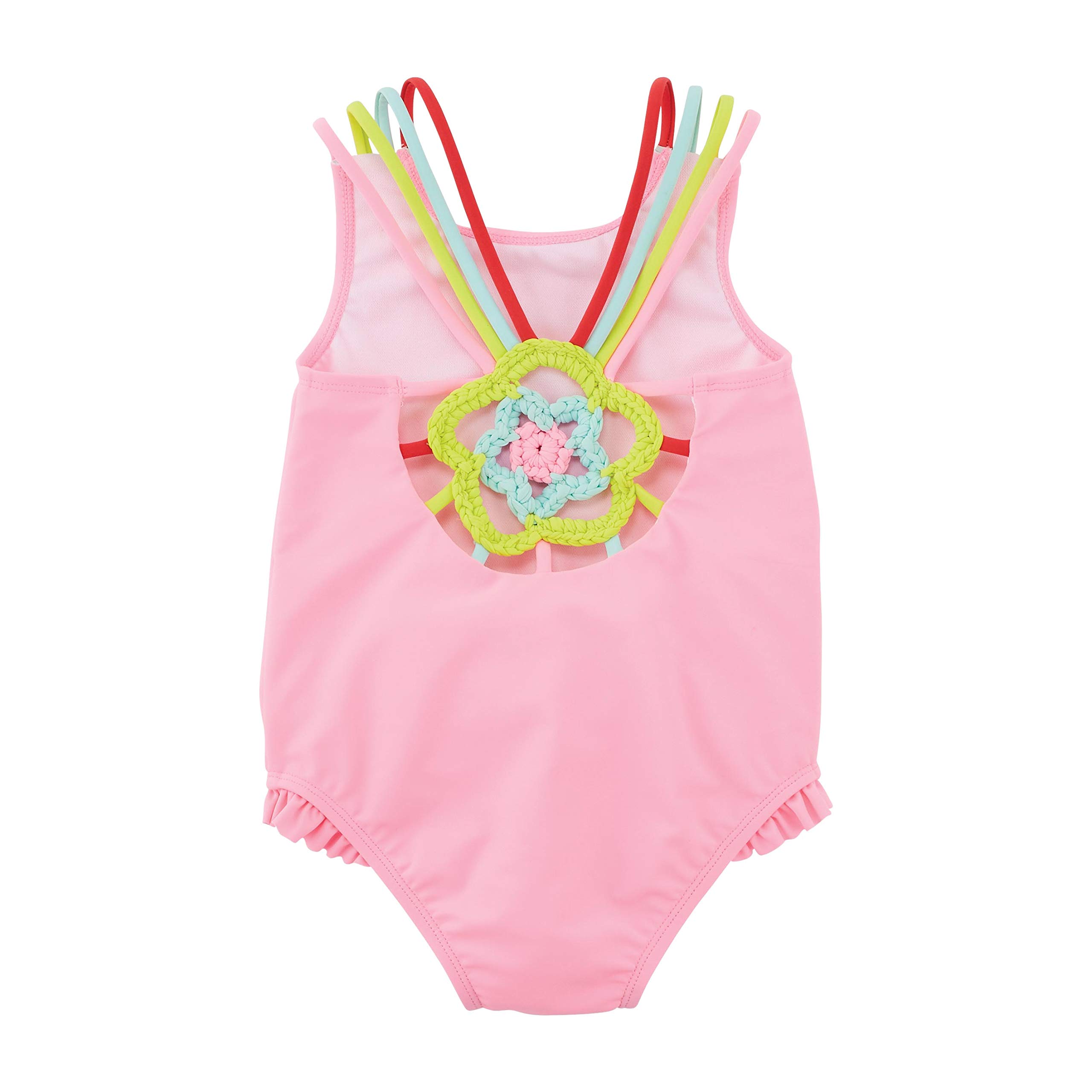Mud Pie Girls' Pink Crochet Flower Swimsuit | Cute One-Piece Bathing Suit for Toddler Girls | Perfect for Beach, Pool & Summer Vacations