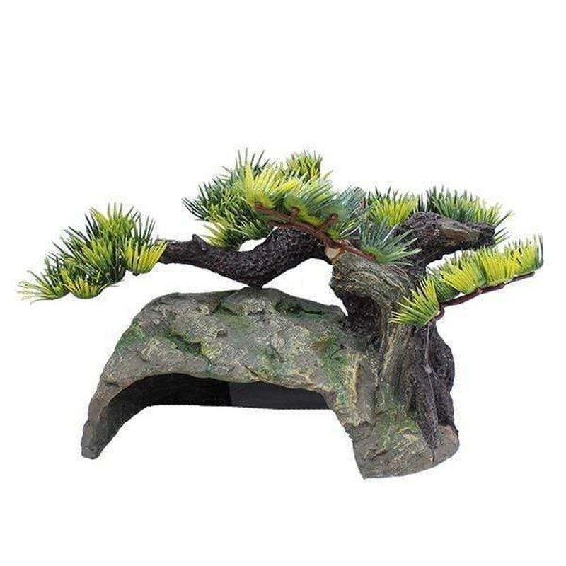 Aquatopia Bonsai Cave Decor - 25 x 16 x 12cm Ceramic Fish Tank Ornament for Aquascaping & Reptile Habitat - Perfect for Aquariums, Terrariums & Zen Gardens