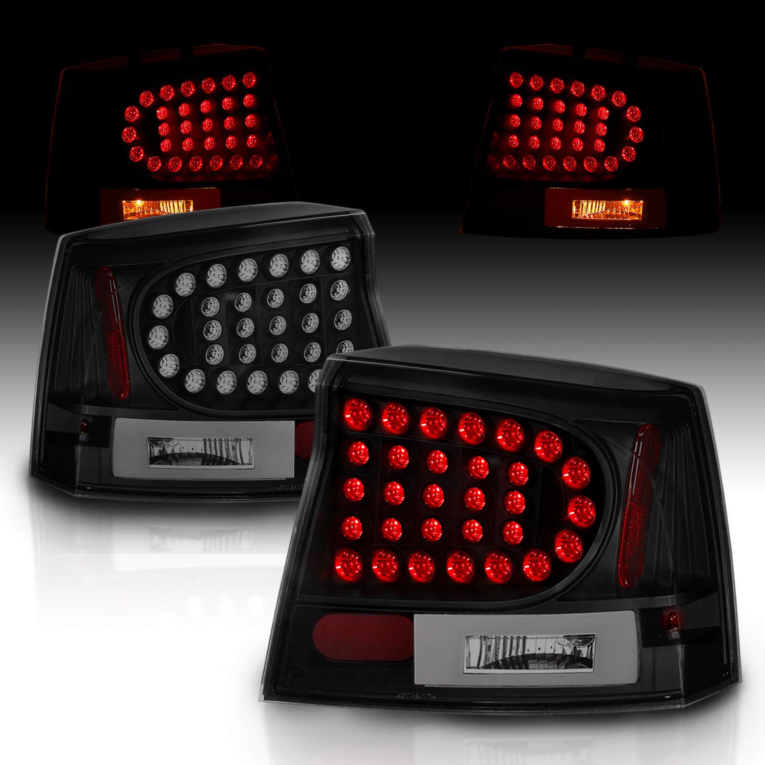 AmeriLite BlackSmoke LED Brake Tail Lights Replacement Kit for 2006-2008 Dodge Charger - Pair (Left & Right Side) - Enhanced Visibility & Style for Night Driving and Custom Car Upgrades