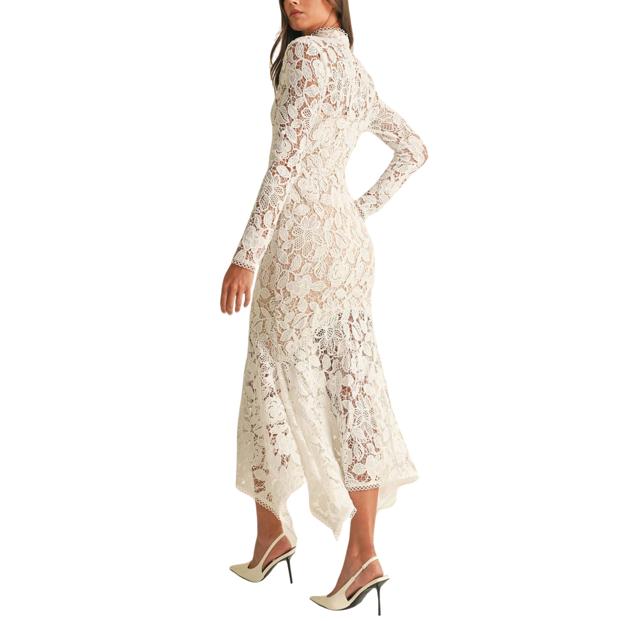 Elegant Floral Lace Midi Dress for Women - Summer Wedding Guest Dress, Garden Party Outfit & Romantic Date Night Attire
