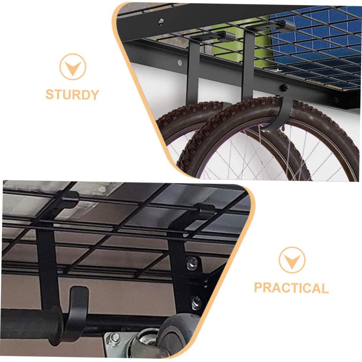 Heavy Duty Bike Hooks Wall Mount - Hoement 2-Pack Garage Bike Rack, Sturdy Metal Bike Storage Hanger for Bicycles, Motorcycles & Sports Equipment - Perfect for Garage, Shed & Basement Organization