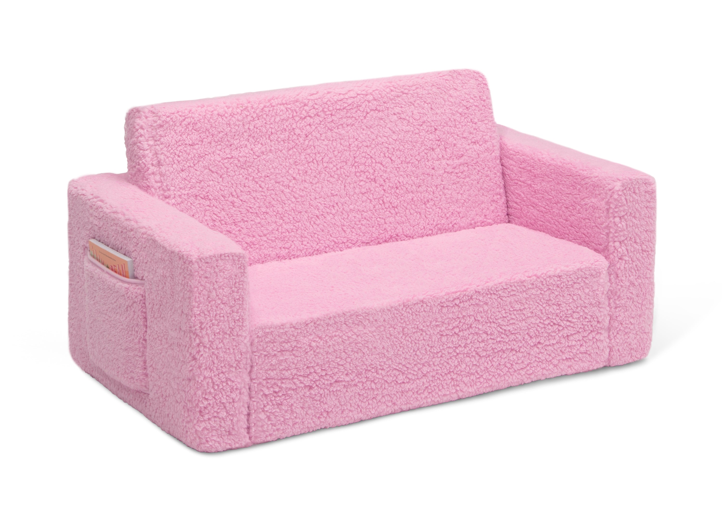 CoZee Flip Out Sherpa 2-in-1 Convertible Kids Sofa to Lounger - Soft & Comfortable for Playroom, Nursery or Bedroom - Perfect for Reading, Napping & Relaxing