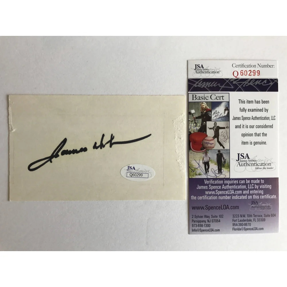 James Doohan Autographed 3x5 Index Card with JSA COA - Star Trek Montgomery Scott Collectible - Perfect for Fans, Memorabilia Displays & Gift Giving