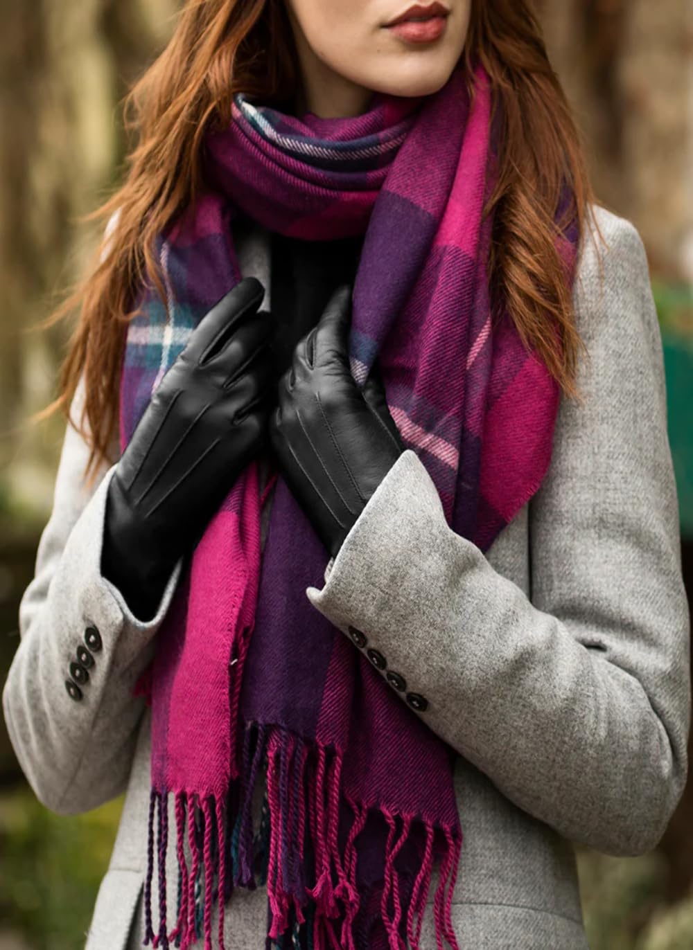 Women's Classic Leather Gloves - Soft & Warm Winter Gloves for Women - Touchscreen Compatible - Driving, Outdoor Activities & Fashion Accessory