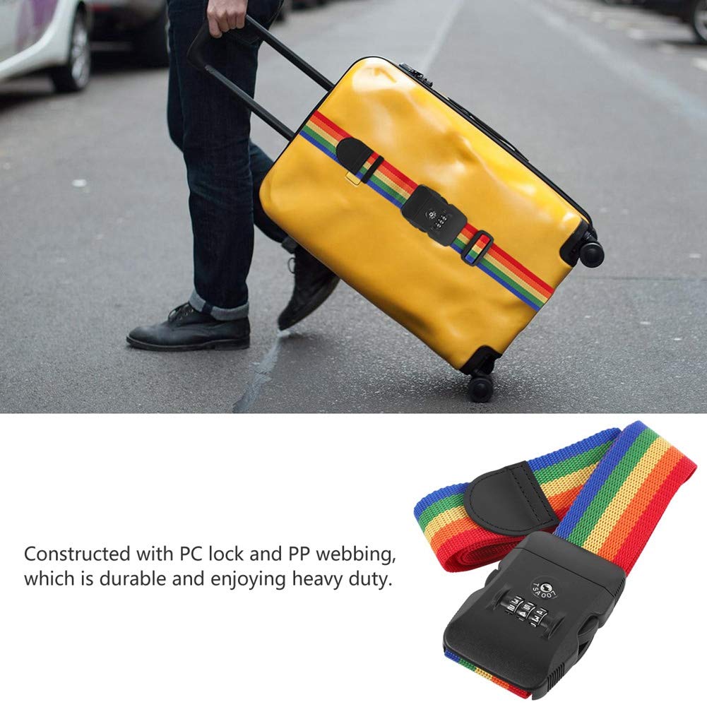 Rainbow Travel Luggage Strap with TSA Approved Combination Lock - Adjustable Suitcase Belt for Secure Packing | Perfect for Air Travel, Vacation Trips & Business Trips