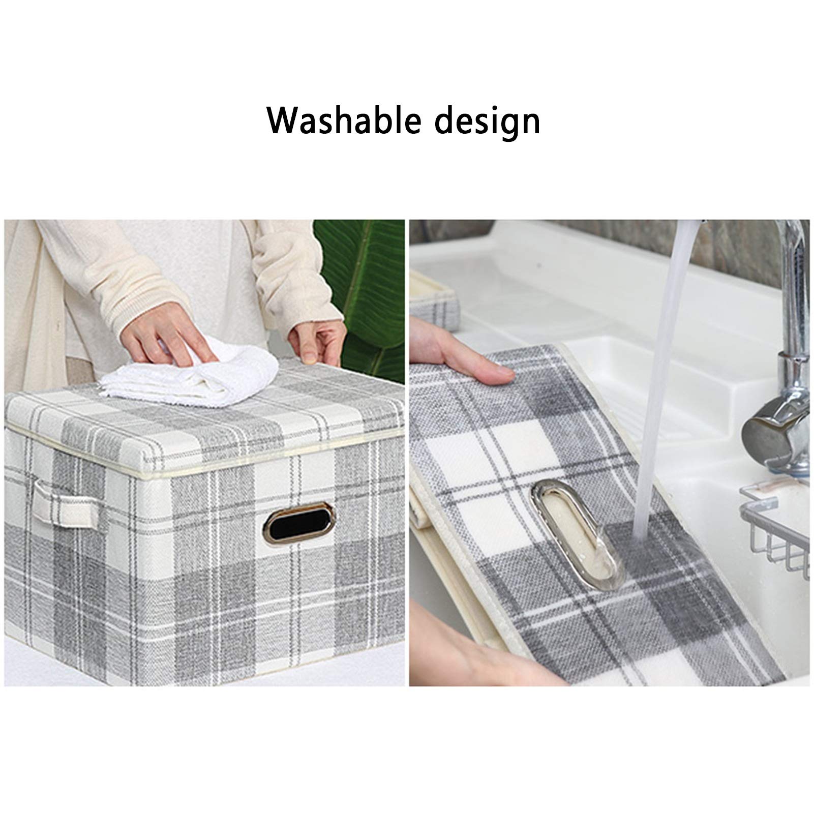 Foldable Storage Boxes with Lid - 58 x 40 x 35cm Washable Clothes & Toy Organizer for Home, Travel - Pack of 2 (Style 1) - Perfect for Bedroom Closet, Kids Room, and Suitcase Packing