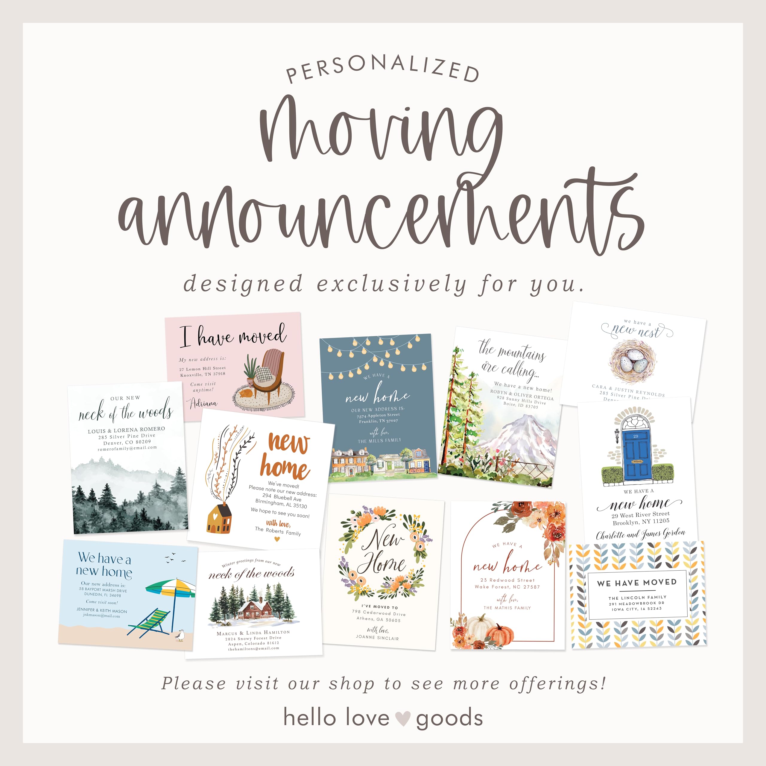 Custom Moving Announcement Cards - Personalized New Address Cards with Door Number, 4.25x5.5 Flat Moving Notices with Envelopes | Perfect for Housewarming, Relocation & Change of Address Announcements
