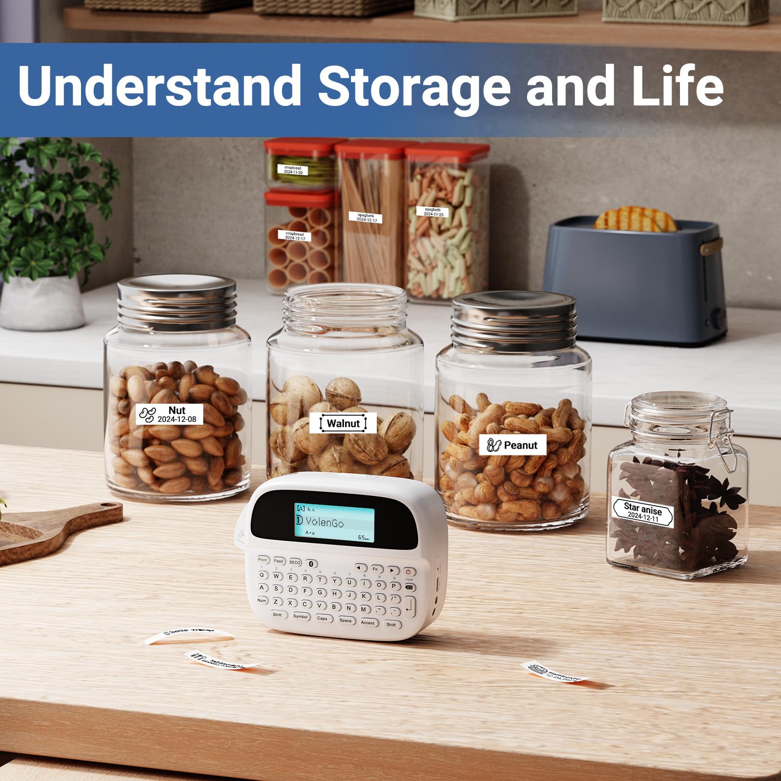 M950 Ptouch Label Maker Machine - Rechargeable Portable Bluetooth Label Printer with 12mm White Tapes | Backlit Inkless Labeling for Office, School, Home & Organization | Perfect for File Folders, Storage Boxes & Cable Management