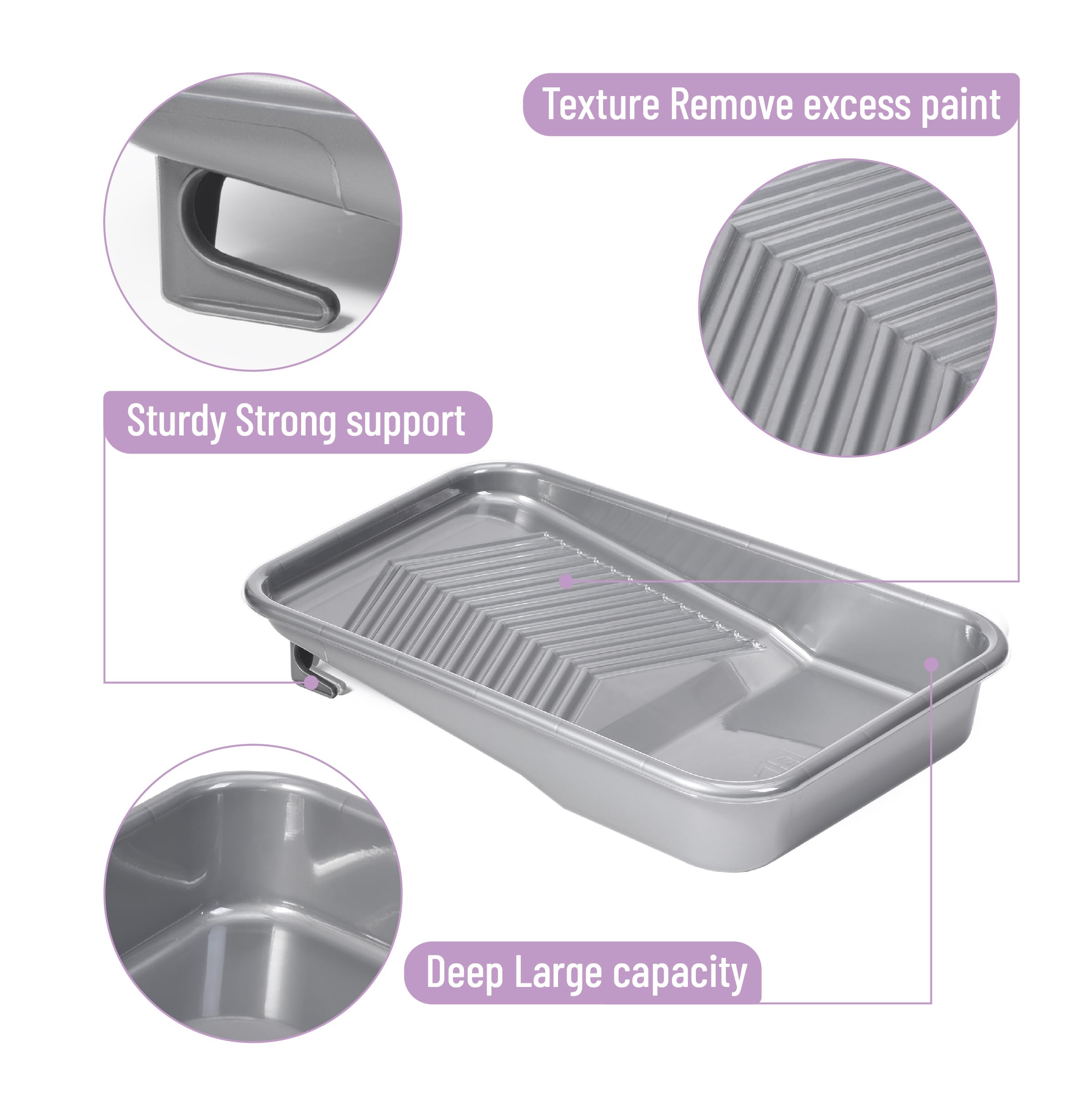 Bates 9-Inch Paint Tray Set - 12 pcs with Liners & Roller Frame for Easy Painting Projects