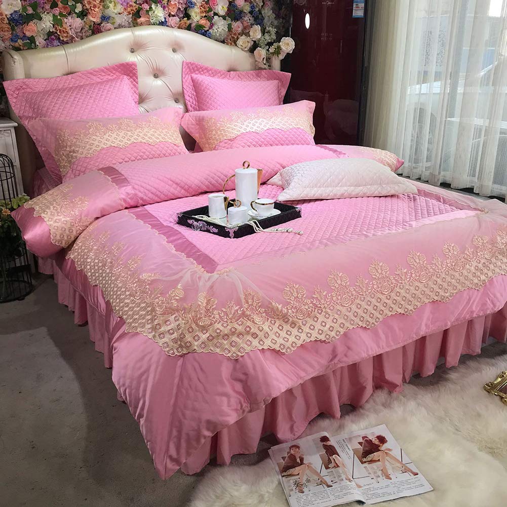 FACAIA Luxury Tencel Bedding Set - Soft Tencel Lace Edge Sheet Set, Printed Queen/King Size 4-Piece Bedding (Duvet Cover + Pillowcases) - Breathable & Hypoallergenic for Ultimate Comfort - Perfect for Master Bedrooms, Guest Rooms & Cozy Sleep Retreats