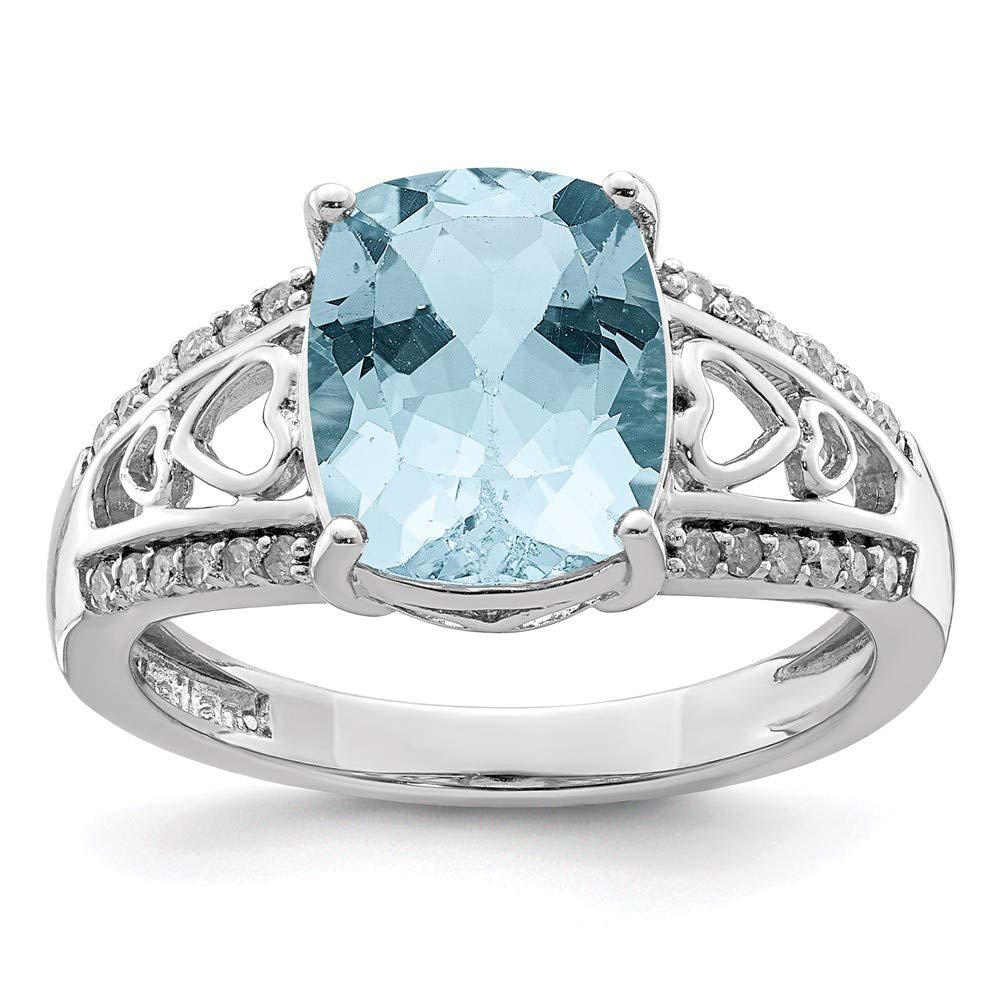 925 Sterling Silver Diamond & Blue Topaz Ring for Engagement & Gifting
