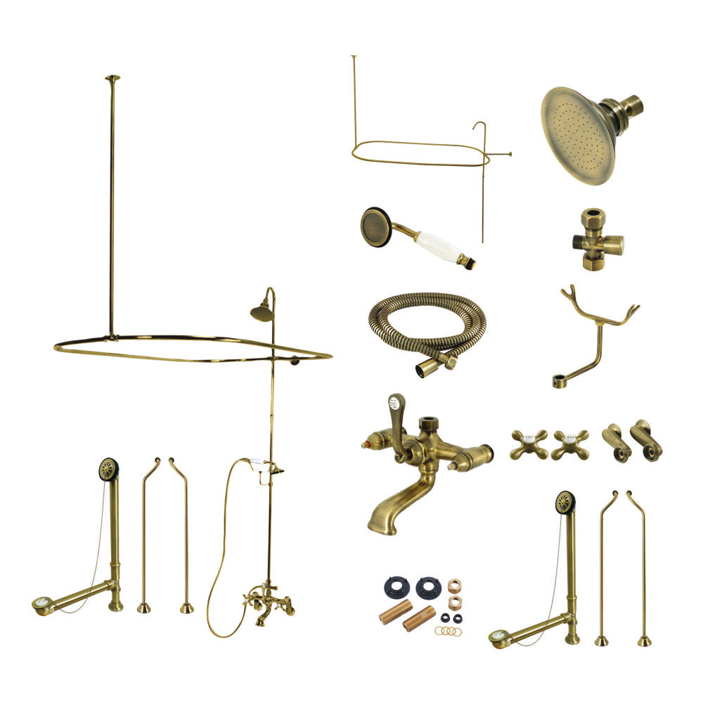 Kingston Brass CCK1182AX Vintage Clawfoot Tub Faucet with Shower Enclosure - Antique Style Bathroom Fixture for Classic & Modern Homes | Perfect for Bathroom Remodeling & Spa-Like Experience