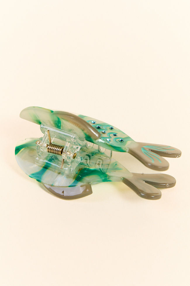 Aqua Blue Fish Claw Hair Clip - Non-Slip Hair Claw for Women, Girls - Perfect for Beach, Pool, Summer Outfits & Everyday Hairstyles
