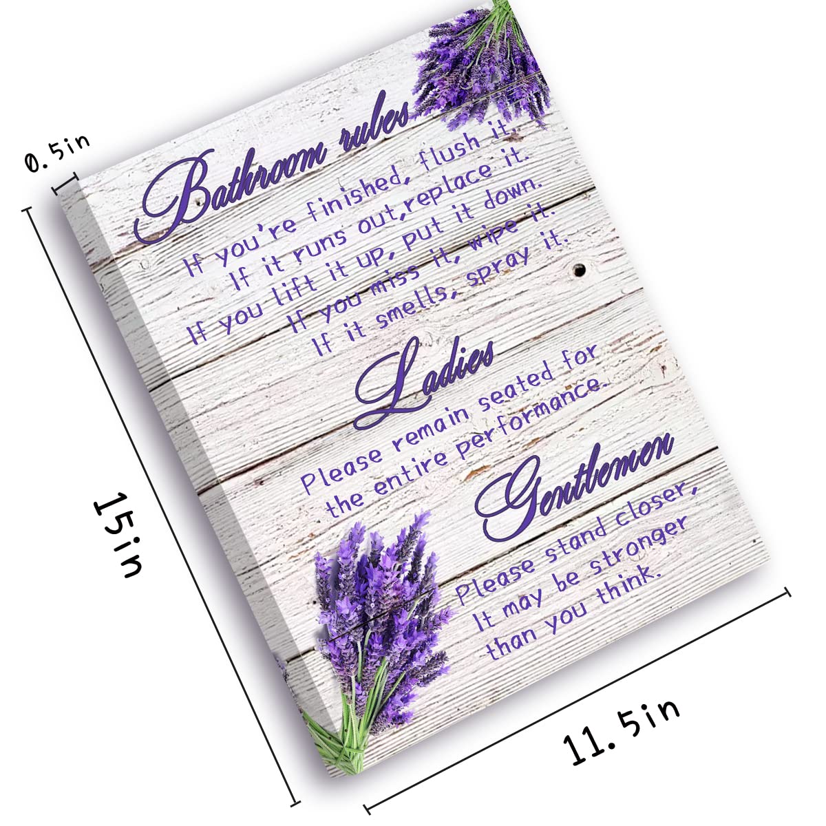 Lavender Bathroom Wall Art - Farmhouse Toilet Decor 12x15 for Home & Office