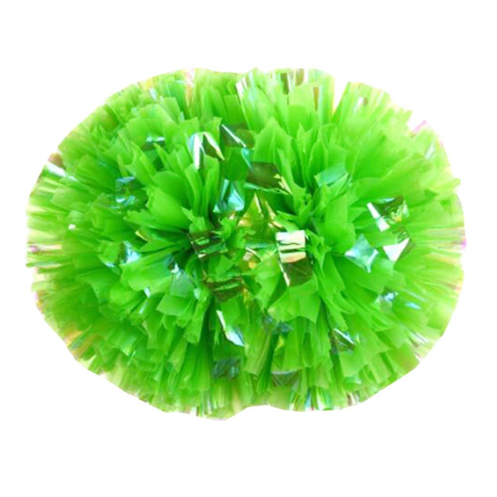 DRAGON SONIC 2-Pack Metallic Foil Cheerleading Pom Poms with Baton Handles - 15.7 Inch Green for Cheerleading, Dance Team, Pep Rallies & School Spirit Events